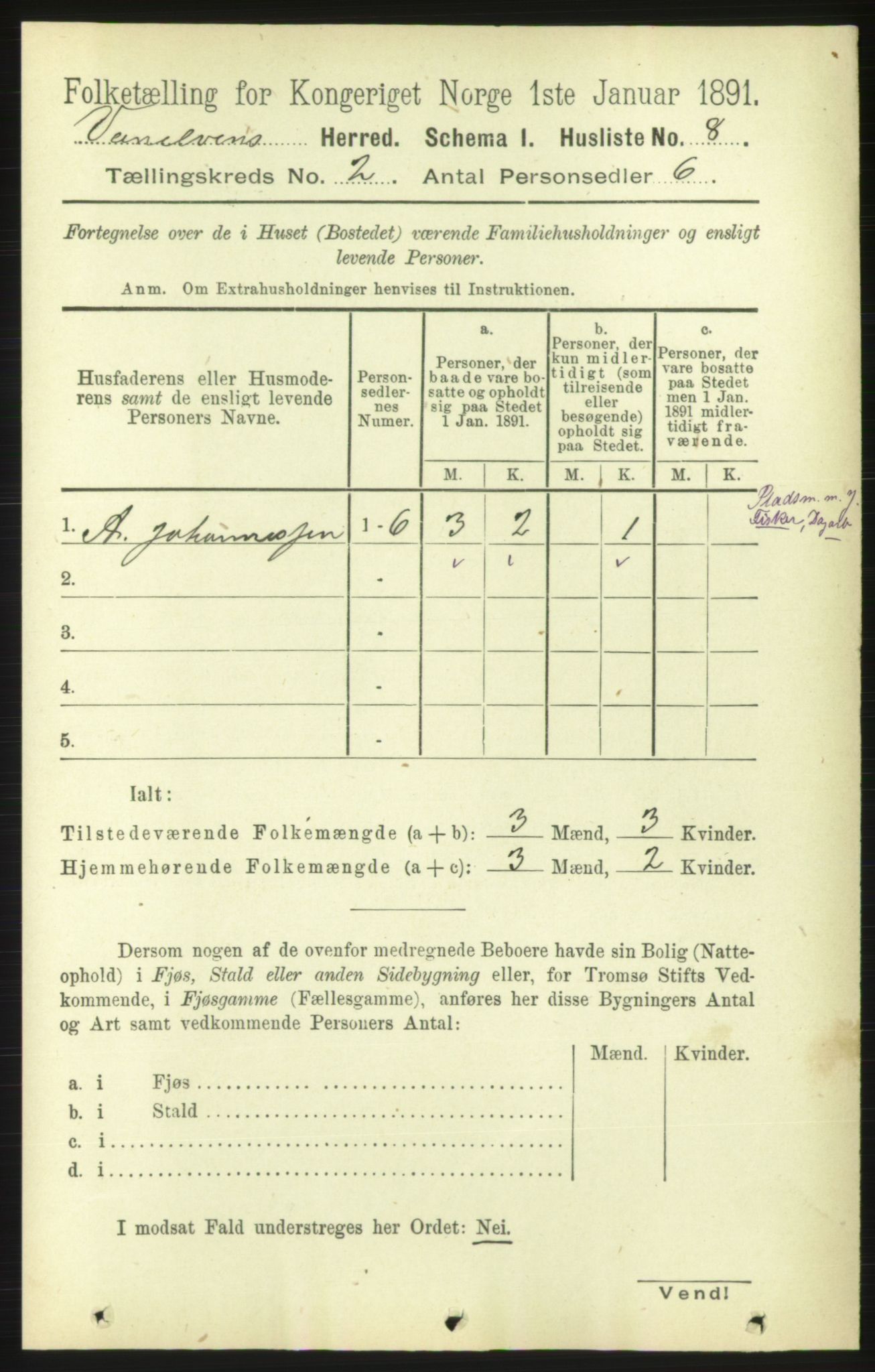 RA, 1891 census for 1511 Vanylven, 1891, p. 606