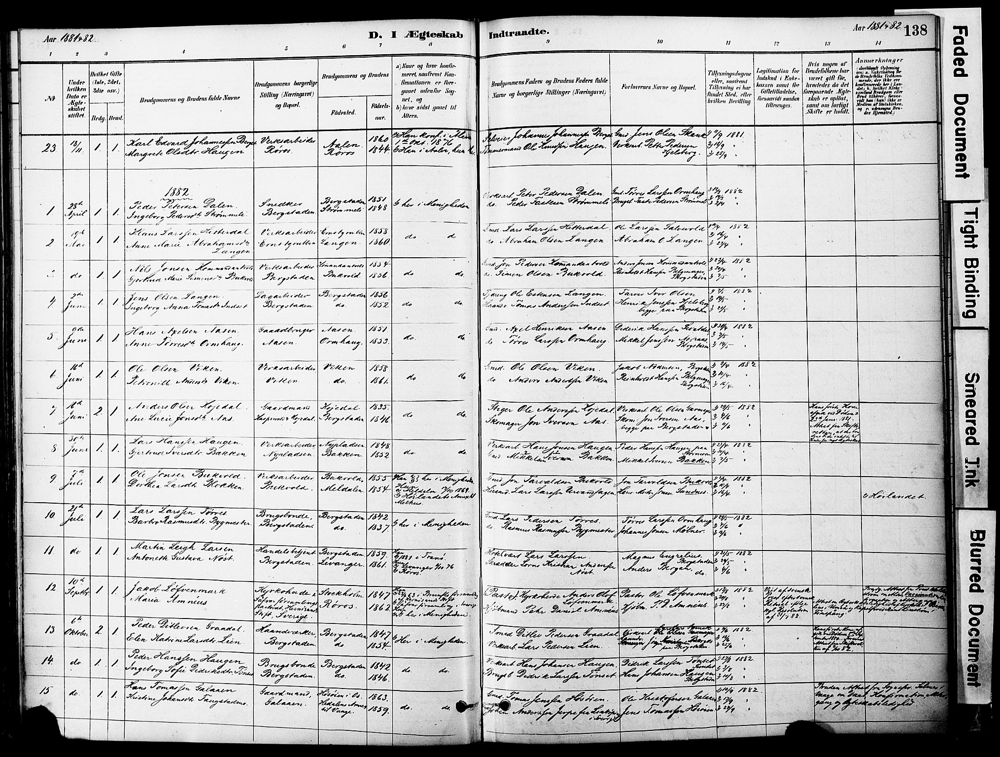Ministerialprotokoller, klokkerbøker og fødselsregistre - Sør-Trøndelag, SAT/A-1456/681/L0933: Parish register (official) no. 681A11, 1879-1890, p. 138