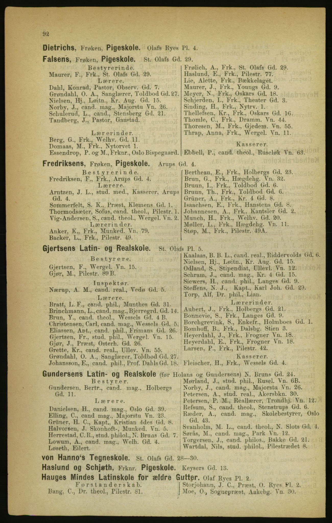 Kristiania/Oslo adressebok, PUBL/-, 1888, p. 92