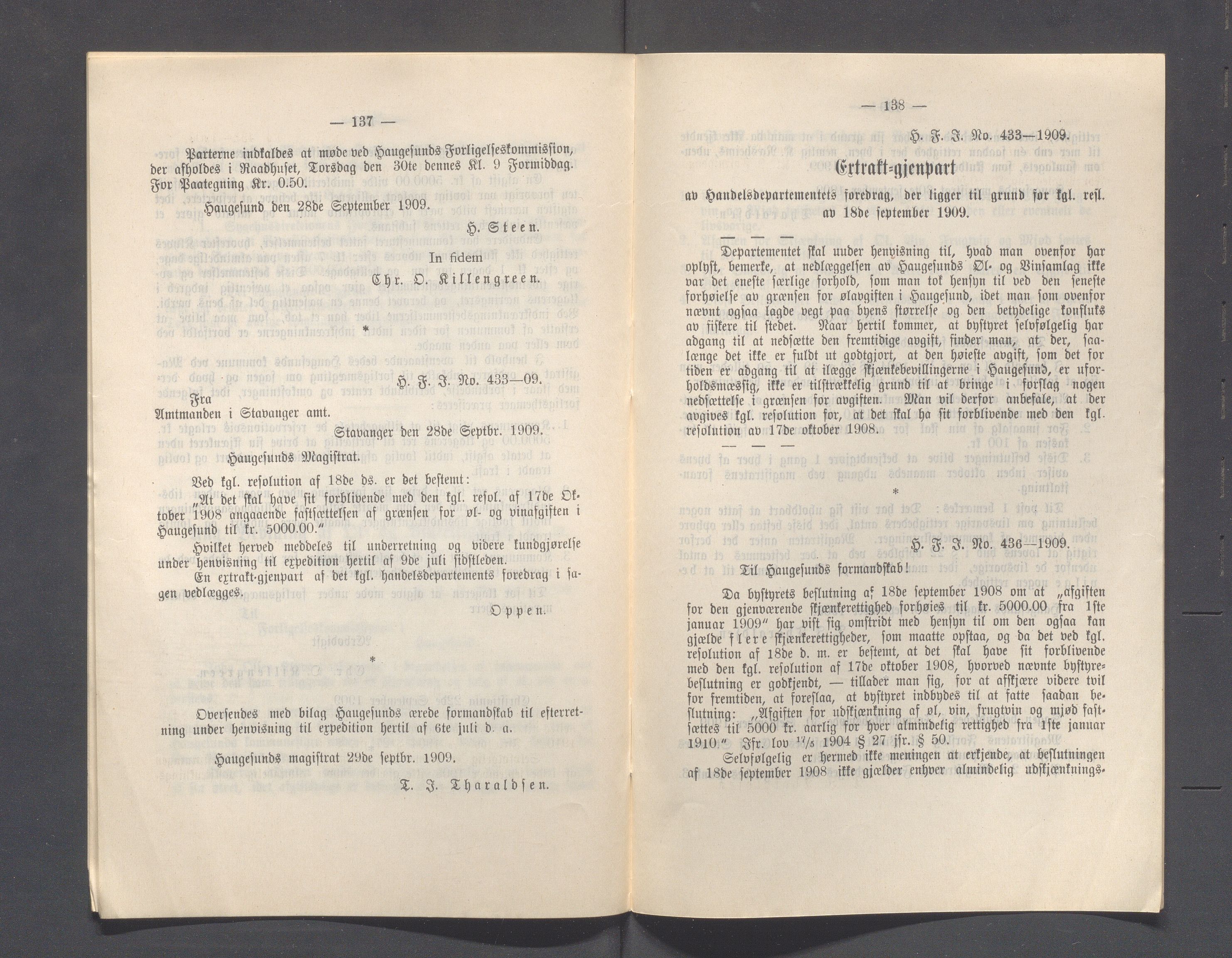 Haugesund kommune - Formannskapet og Bystyret, IKAR/A-740/A/Abb/L0002: Bystyreforhandlinger, 1908-1917, p. 284