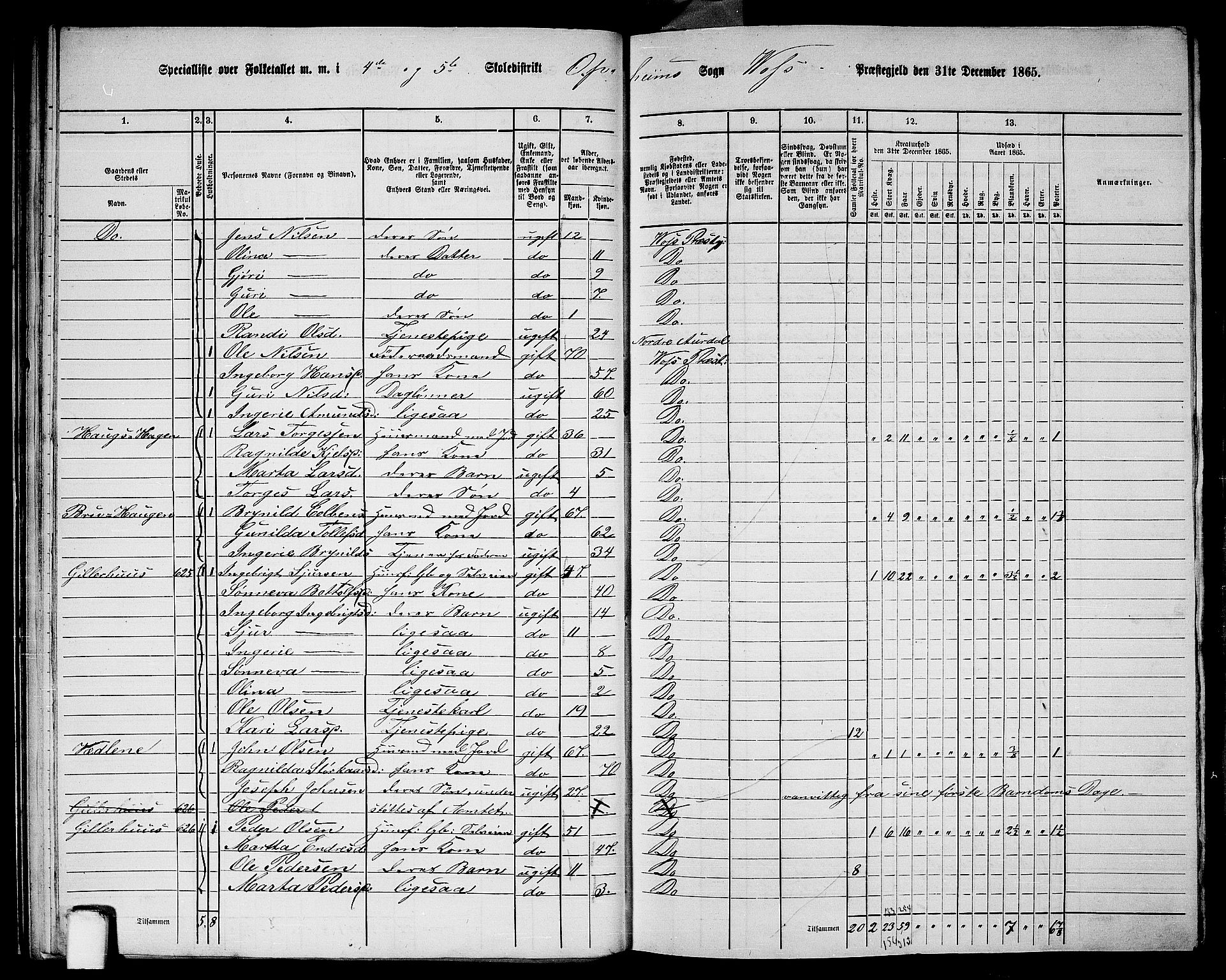 RA, 1865 census for Voss, 1865, p. 254