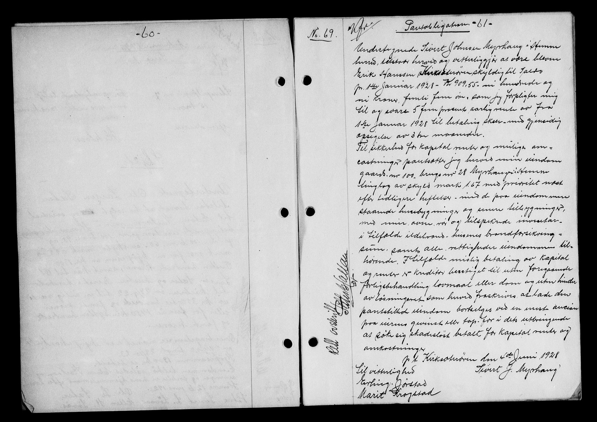 Hitra sorenskriveri, AV/SAT-A-0018/2/2C/2Ca/L0010: Mortgage book no. 10, 1928-1929, p. 60-61