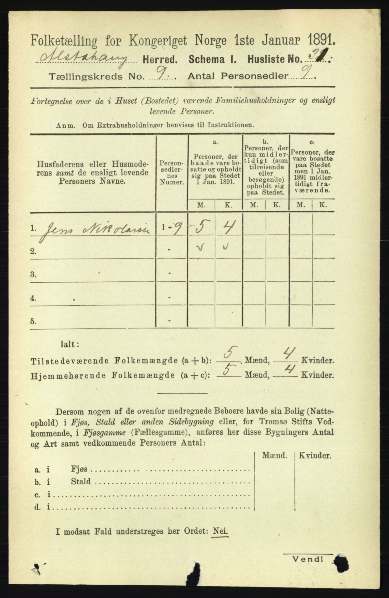 RA, 1891 census for 1820 Alstahaug, 1891, p. 3235