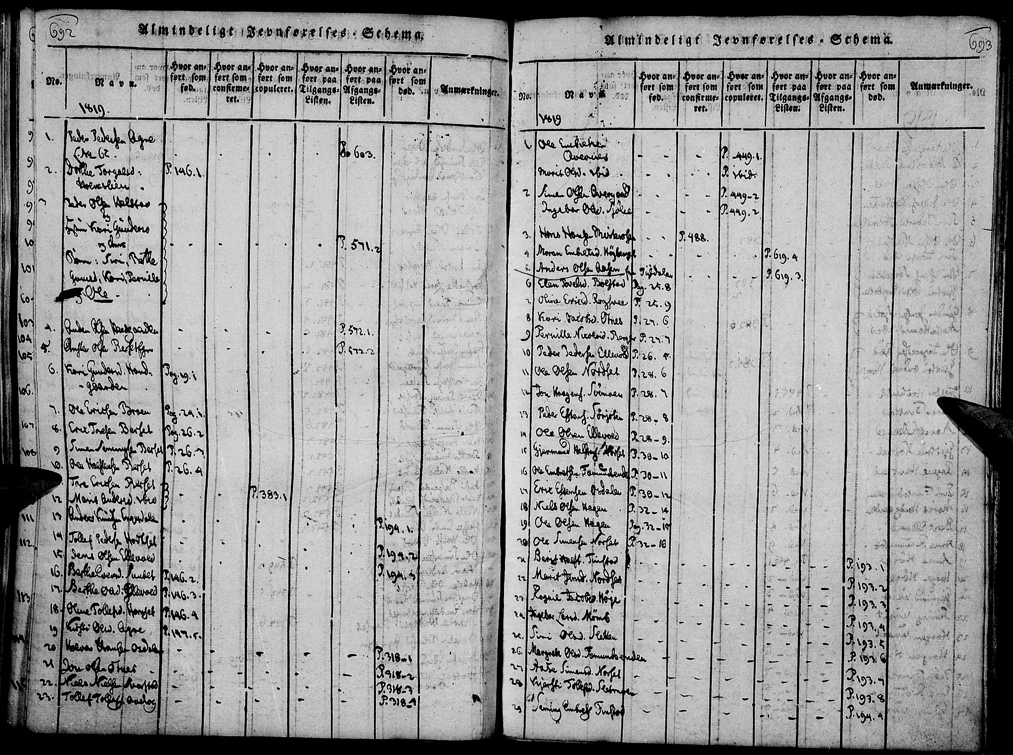 Rendalen prestekontor, AV/SAH-PREST-054/H/Ha/Haa/L0003: Parish register (official) no. 3, 1815-1829, p. 692-693