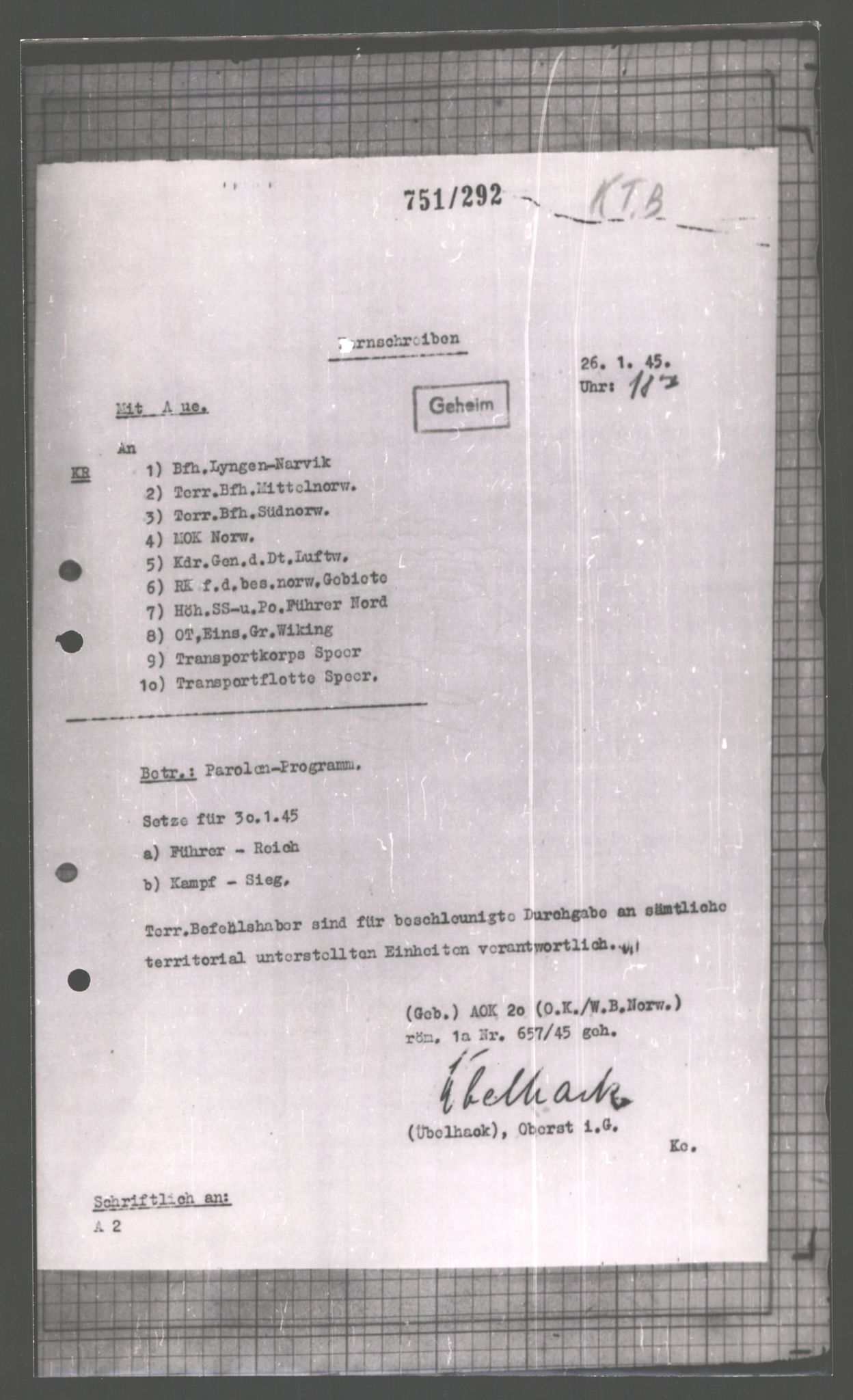 Forsvarets Overkommando. 2 kontor. Arkiv 11.4. Spredte tyske arkivsaker, AV/RA-RAFA-7031/D/Dar/Dara/L0002: Krigsdagbøker for 20. Gebirgs-Armee-Oberkommando (AOK 20), 1945, p. 312