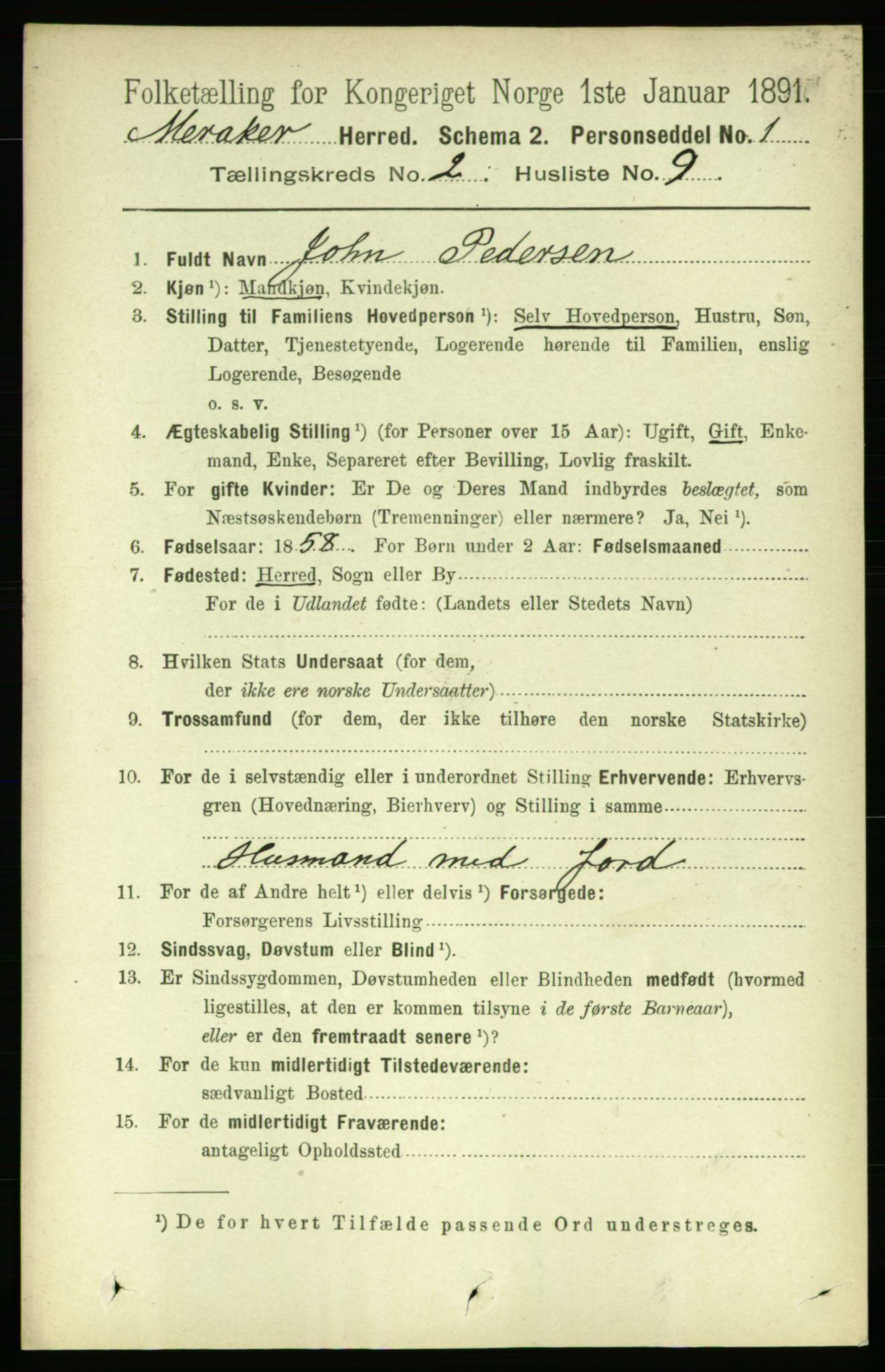 RA, 1891 census for 1711 Meråker, 1891, p. 629