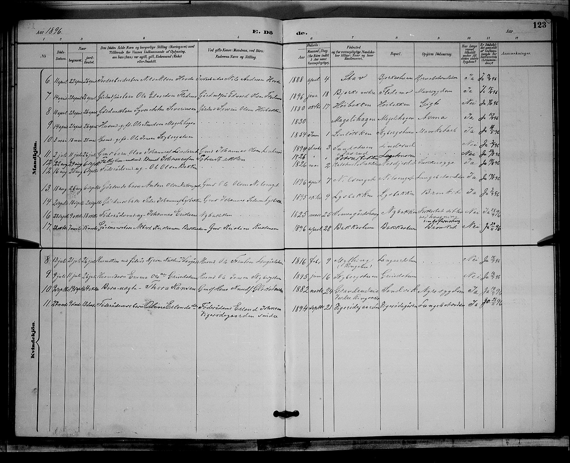 Øyer prestekontor, AV/SAH-PREST-084/H/Ha/Hab/L0004: Parish register (copy) no. 4, 1894-1905, p. 123