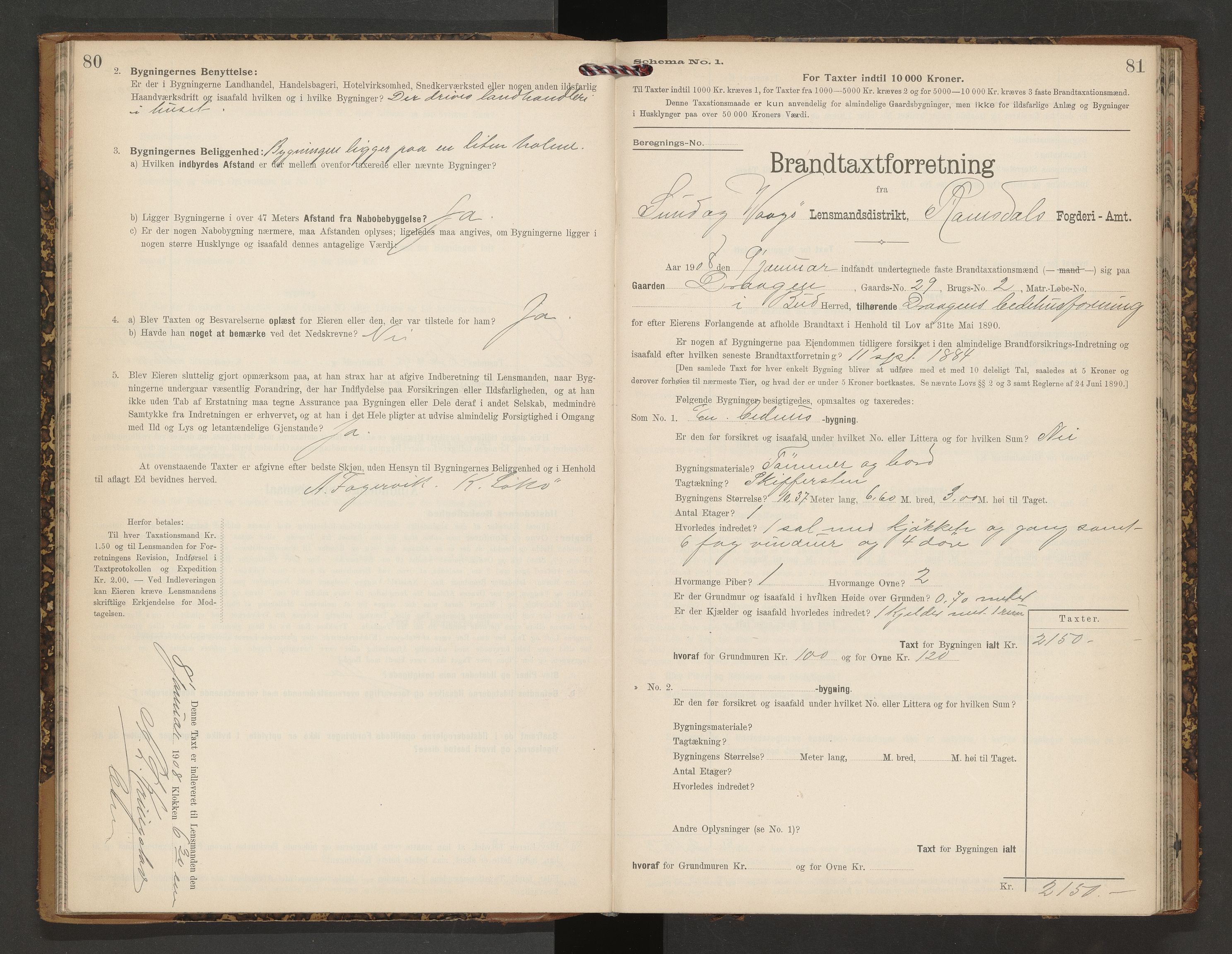 Norges Brannkasse Vågøy og Sund, AV/SAT-A-5504/Fb/L0002: Branntakstprotokoll, 1904-1913, p. 80-81