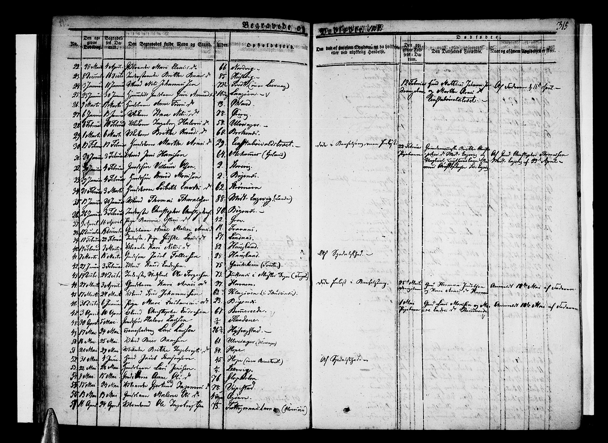 Stord sokneprestembete, SAB/A-78201/H/Haa: Parish register (official) no. A 6, 1826-1840, p. 315