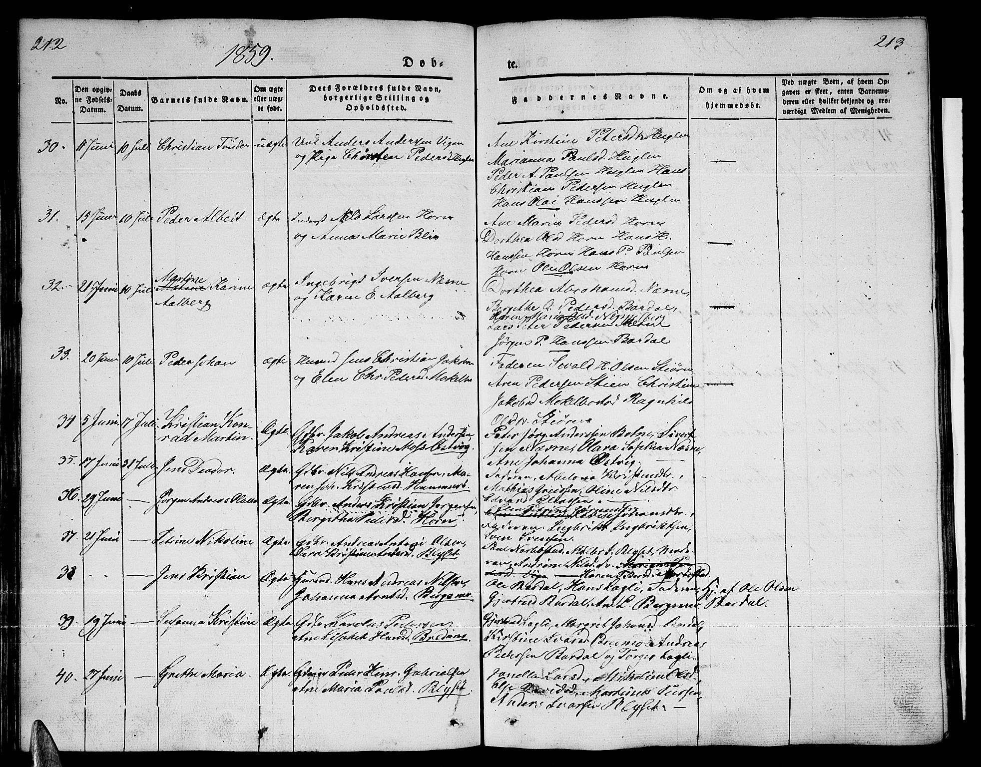 Ministerialprotokoller, klokkerbøker og fødselsregistre - Nordland, AV/SAT-A-1459/838/L0555: Parish register (copy) no. 838C02, 1842-1861, p. 212-213