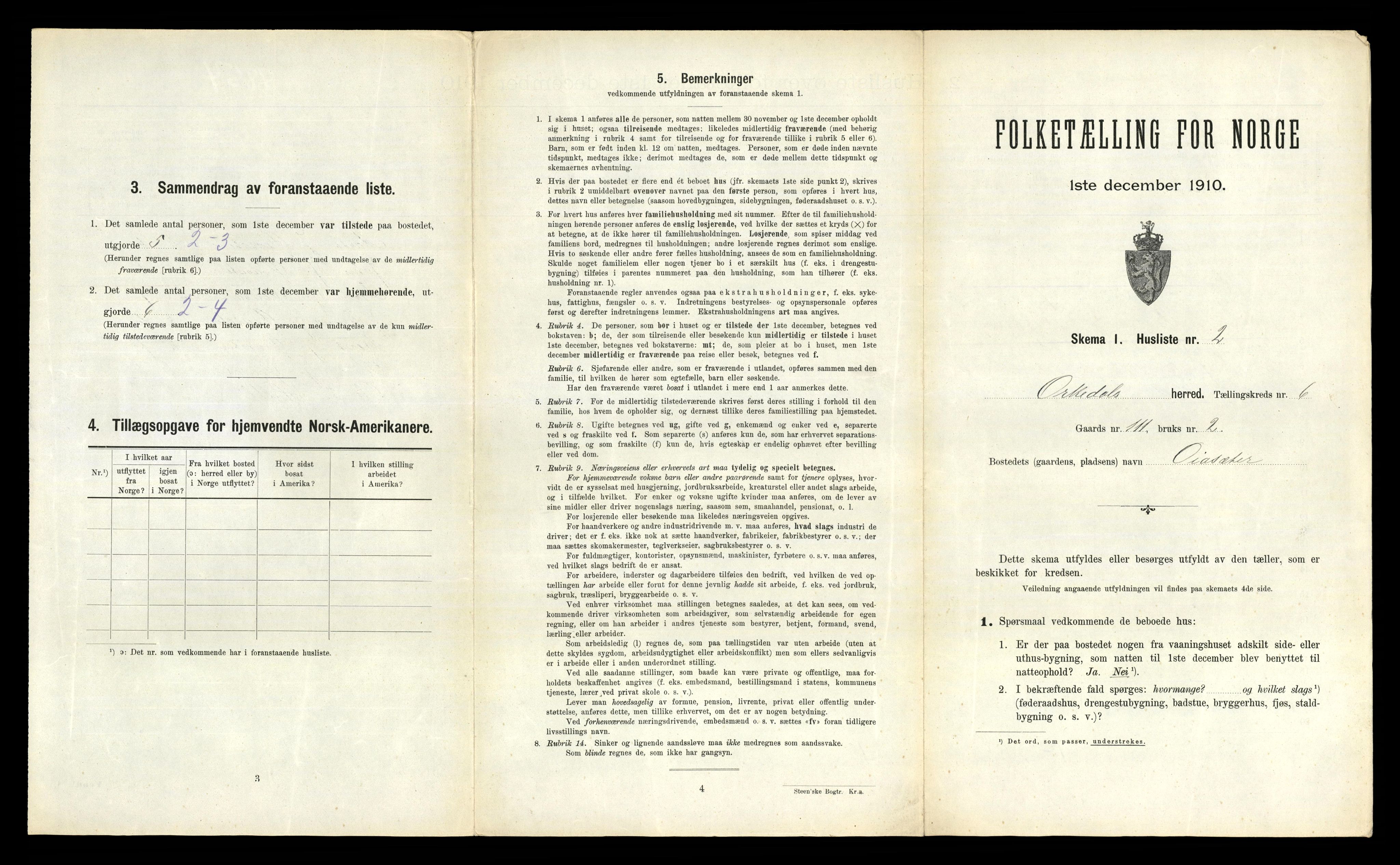 RA, 1910 census for Orkdal, 1910, p. 1485