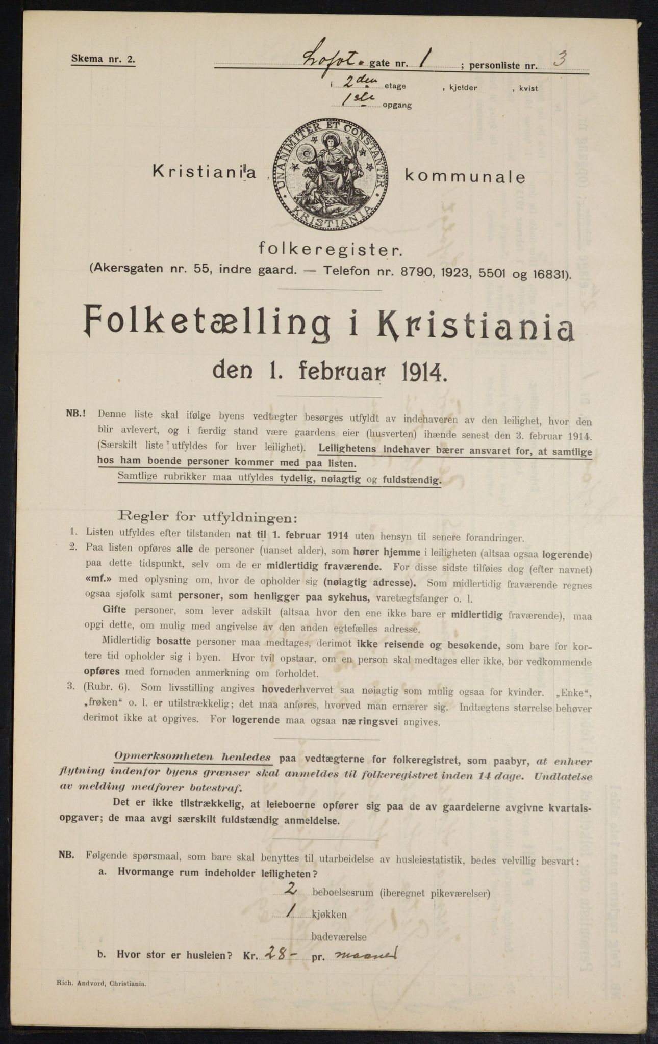 OBA, Municipal Census 1914 for Kristiania, 1914, p. 58292