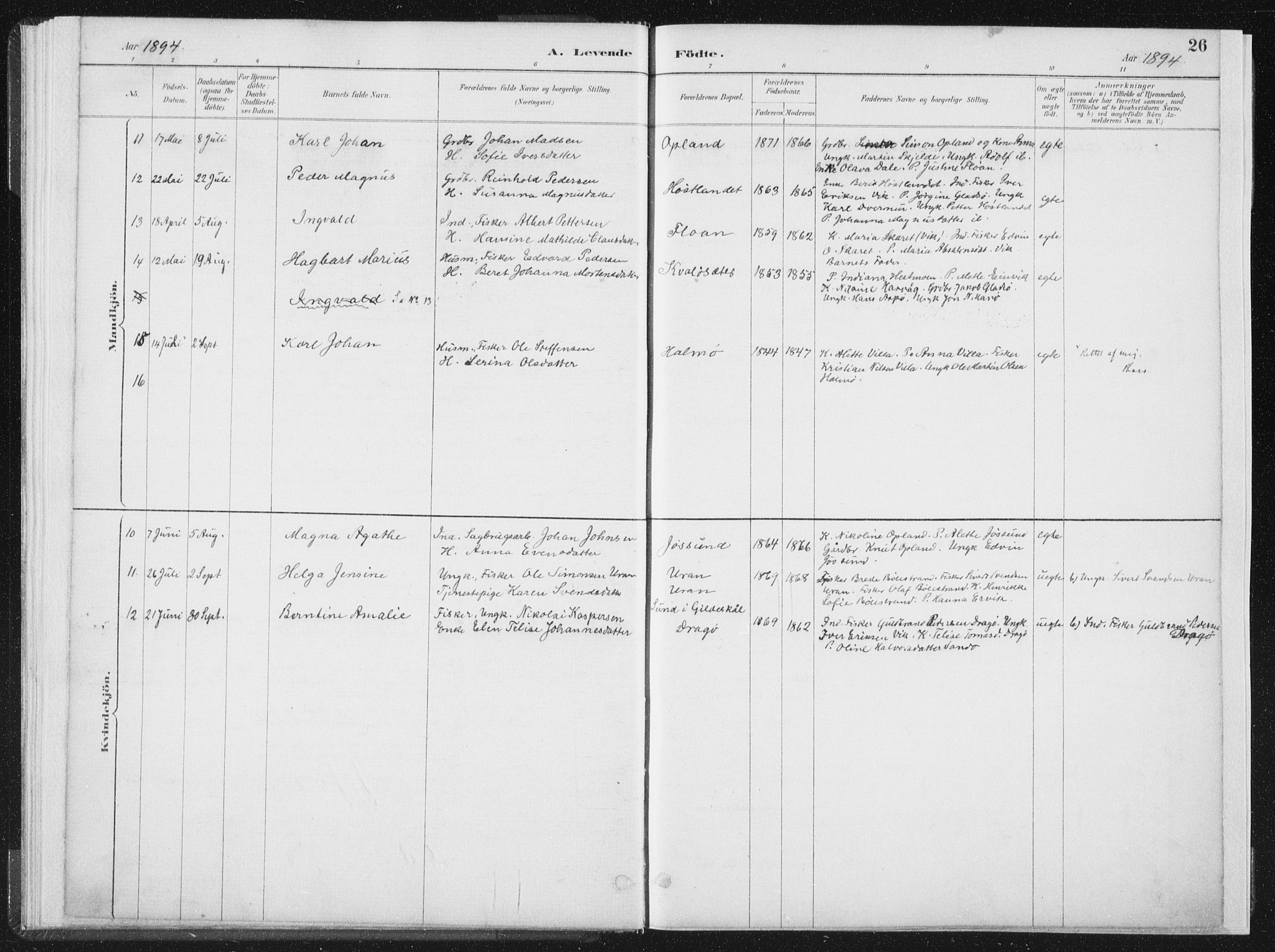 Ministerialprotokoller, klokkerbøker og fødselsregistre - Nord-Trøndelag, SAT/A-1458/771/L0597: Parish register (official) no. 771A04, 1885-1910, p. 26