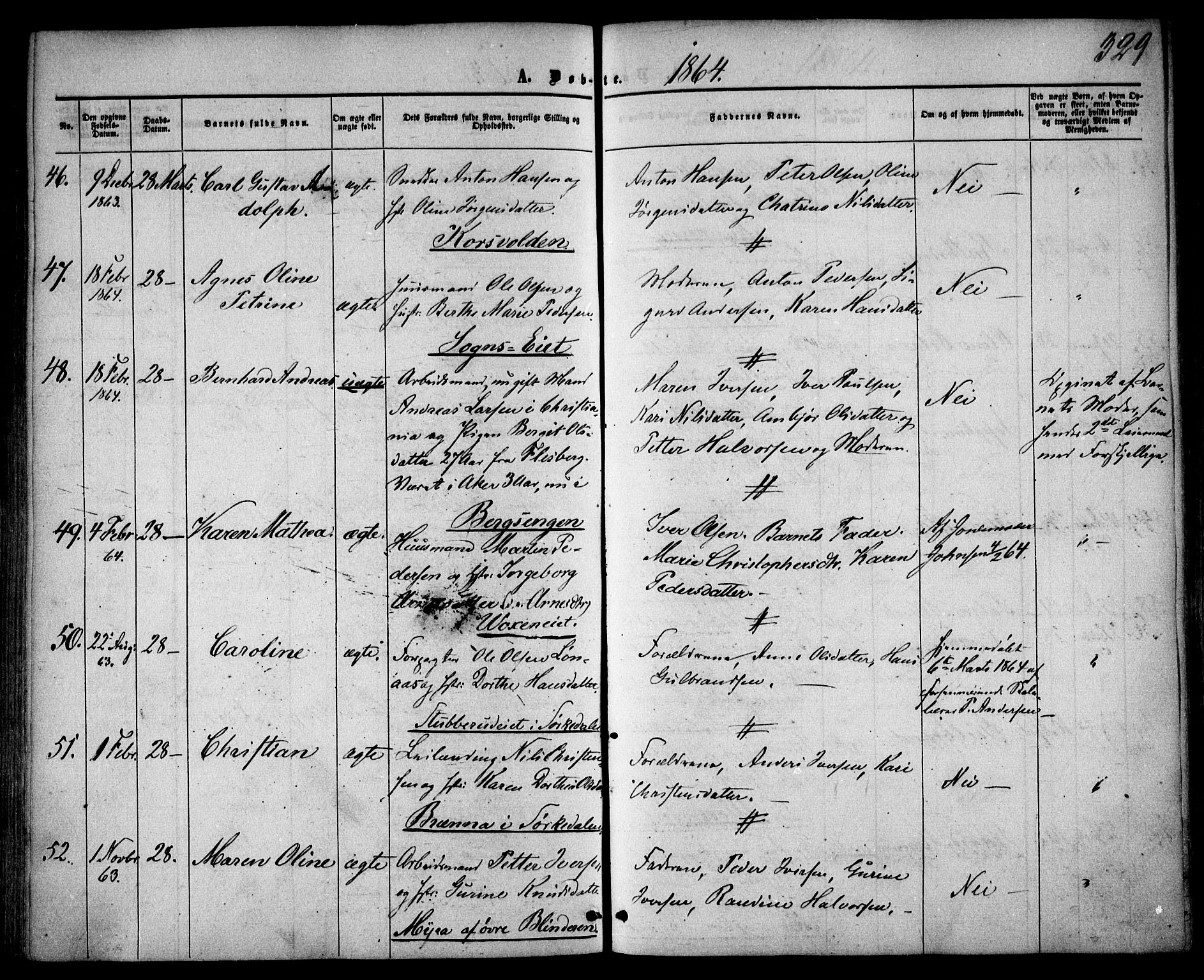 Vestre Aker prestekontor Kirkebøker, SAO/A-10025/F/Fa/L0003: Parish register (official) no. 3, 1857-1868, p. 329