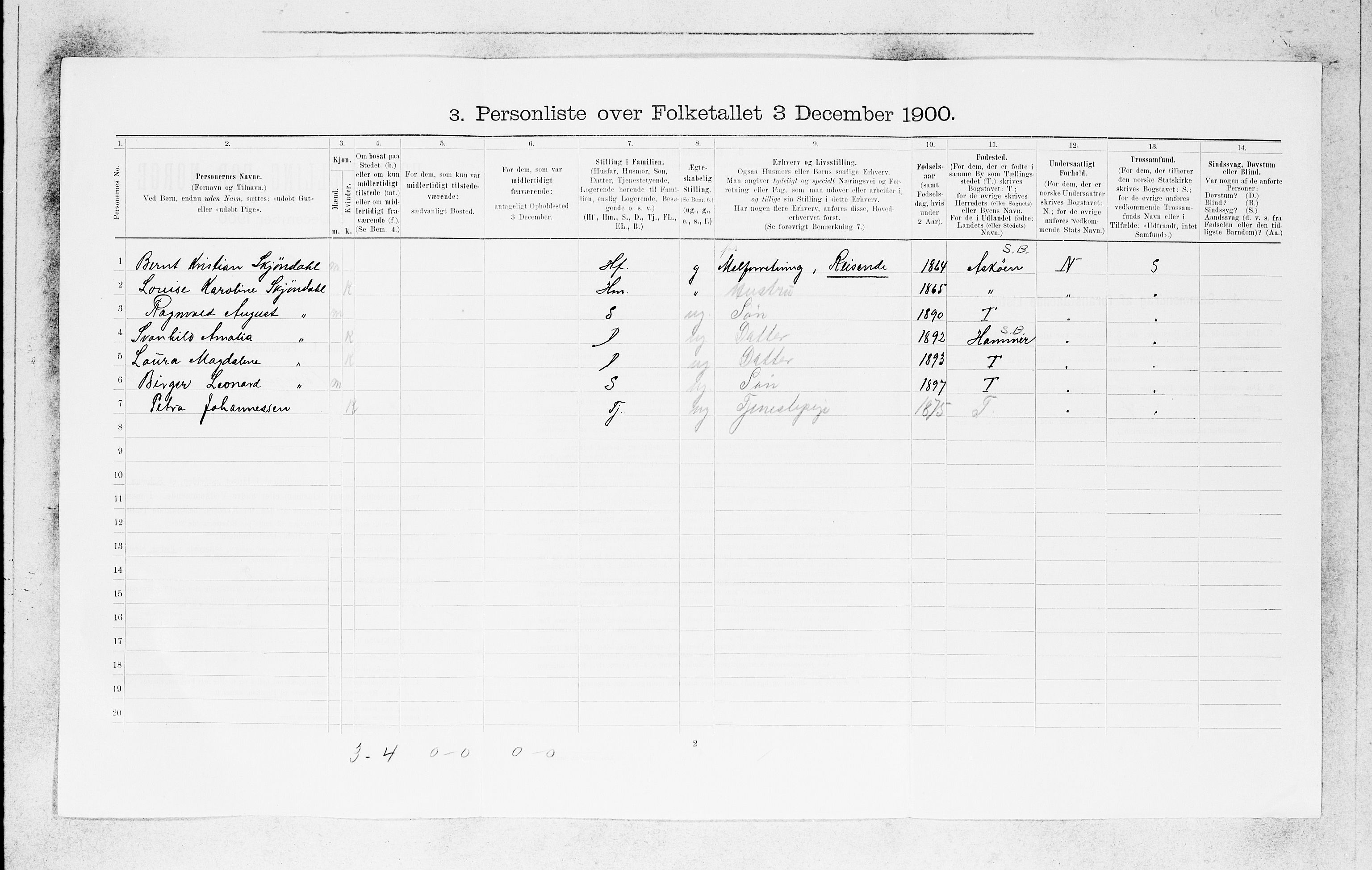 SAB, 1900 census for Bergen, 1900, p. 4103