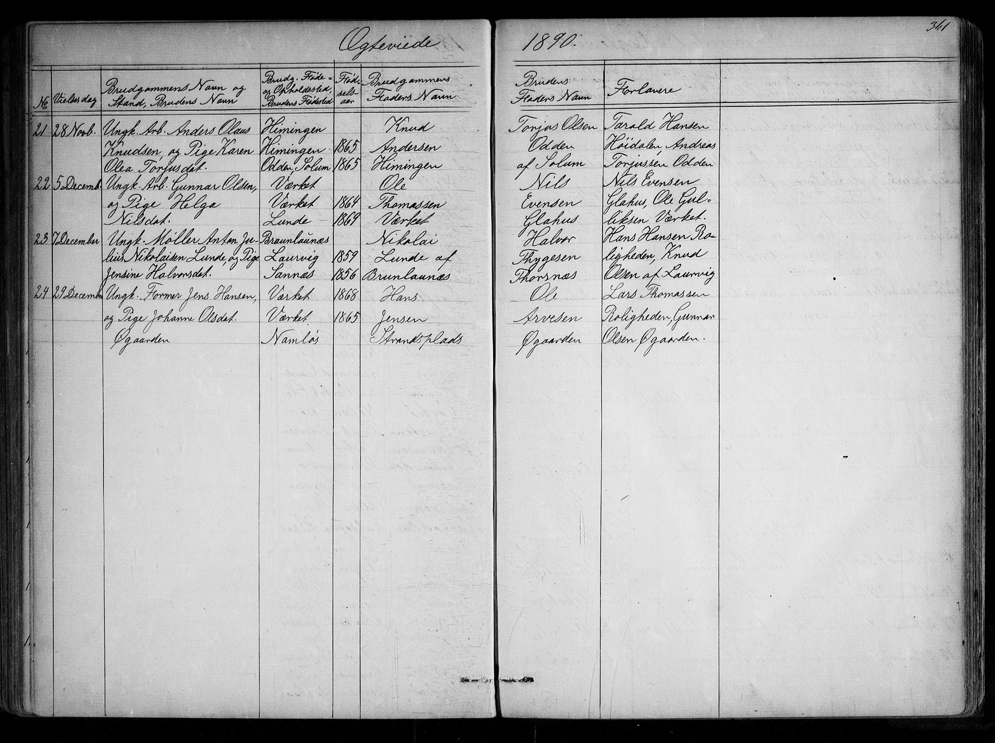 Holla kirkebøker, SAKO/A-272/G/Ga/L0004: Parish register (copy) no. I 4, 1867-1890, p. 361