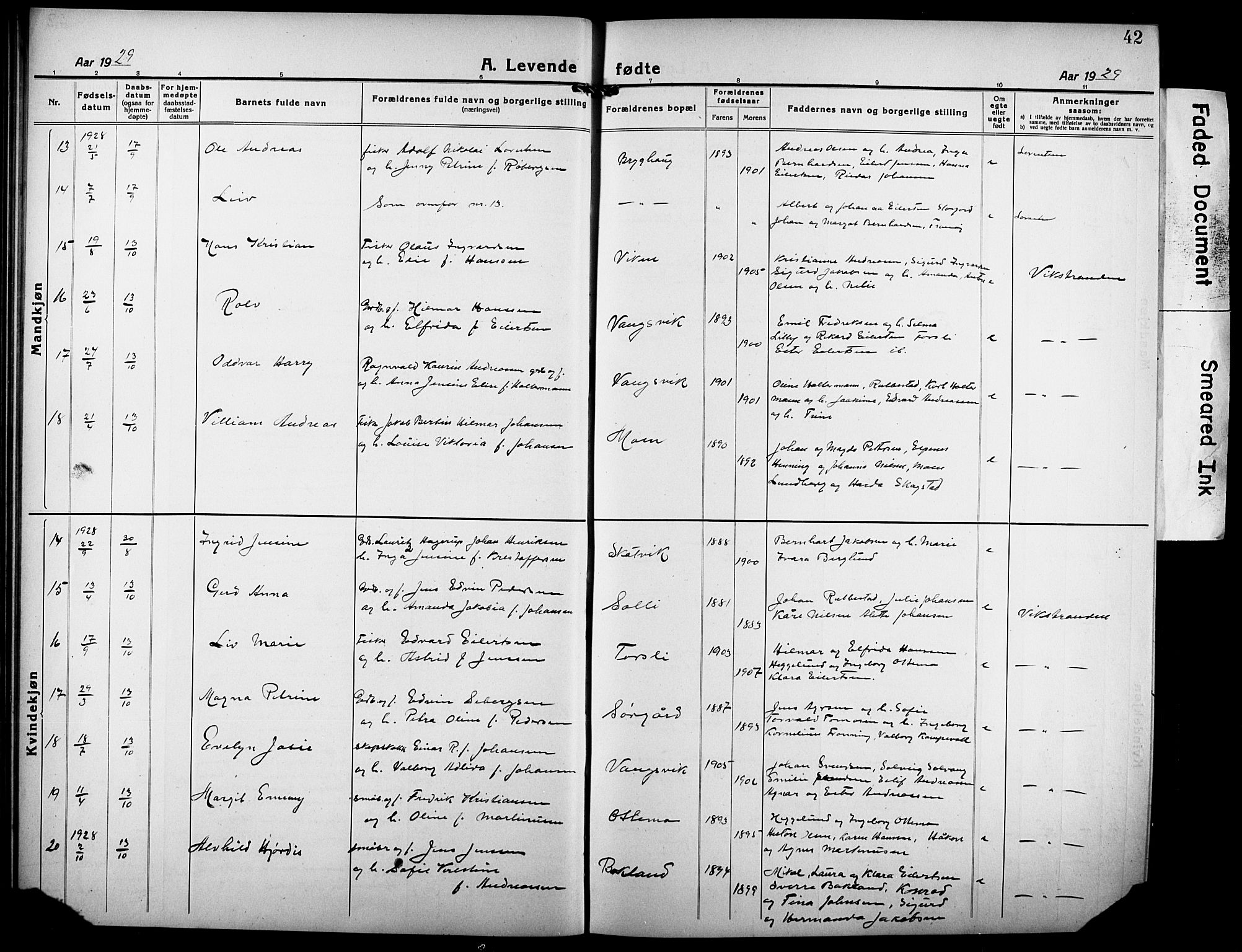 Tranøy sokneprestkontor, SATØ/S-1313/I/Ia/Iab/L0006klokker: Parish register (copy) no. 6, 1919-1932, p. 42