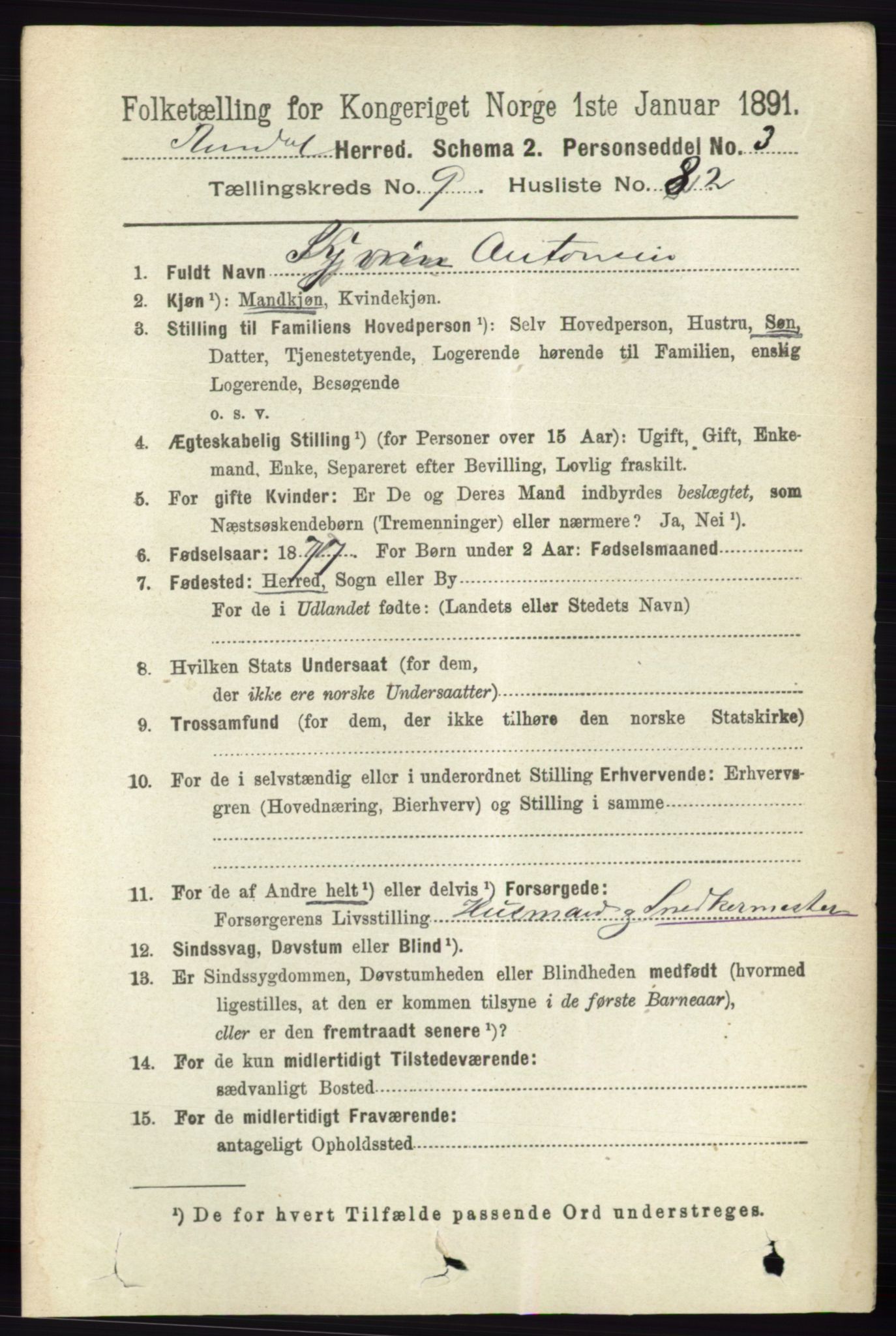 RA, 1891 census for 0416 Romedal, 1891, p. 4716