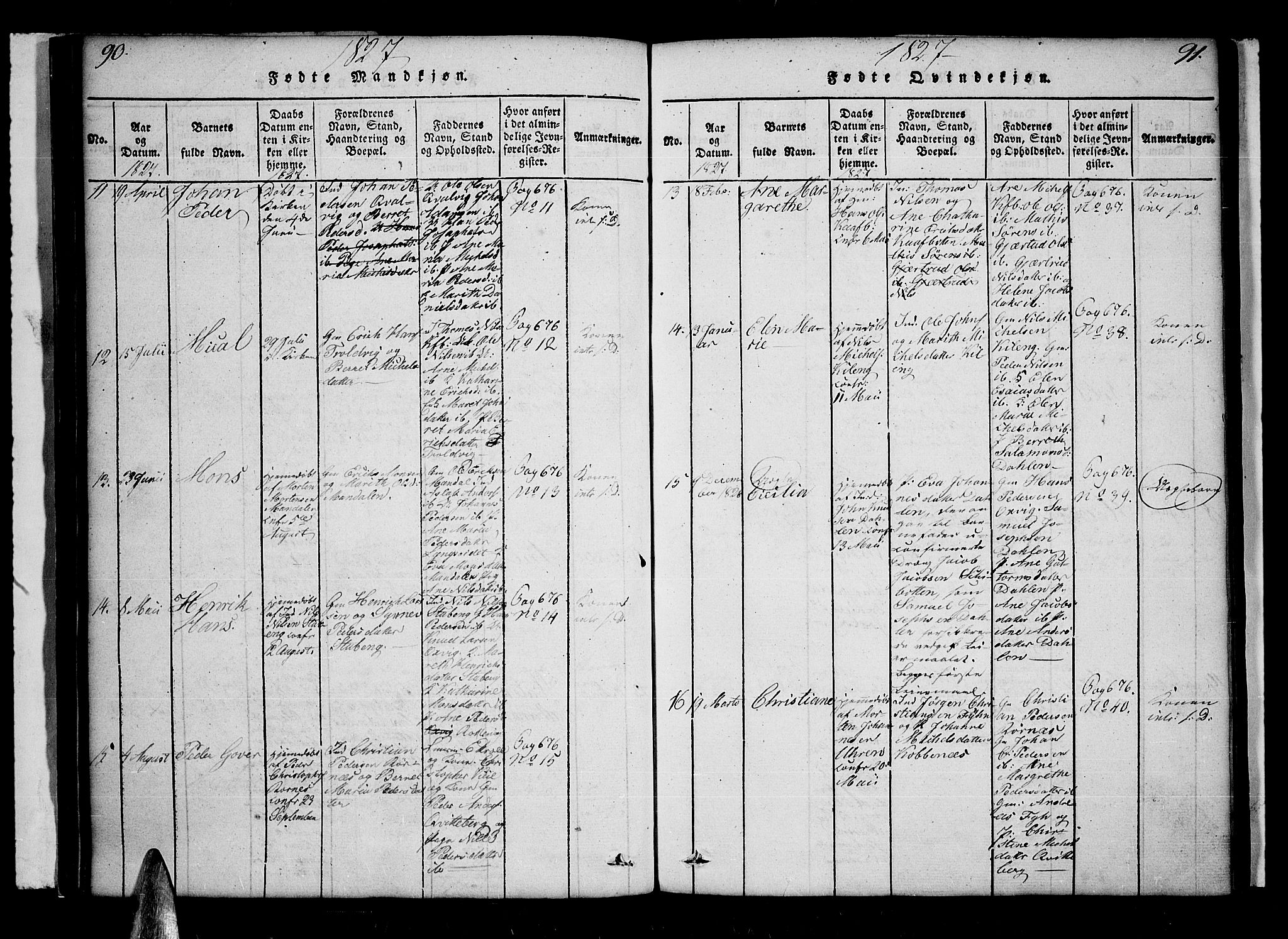 Lyngen sokneprestembete, SATØ/S-1289/H/He/Hea/L0003kirke: Parish register (official) no. 3, 1822-1838, p. 90-91