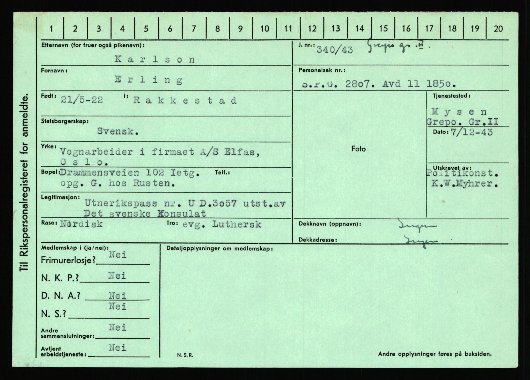 Statspolitiet - Hovedkontoret / Osloavdelingen, AV/RA-S-1329/C/Ca/L0008: Johan(nes)sen - Knoph, 1943-1945, p. 3774