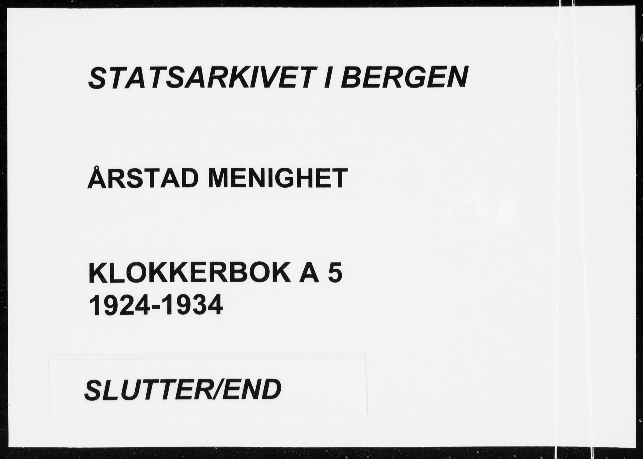 Årstad Sokneprestembete, AV/SAB-A-79301/H/Hab/L0005: Parish register (copy) no. A 5, 1924-1934