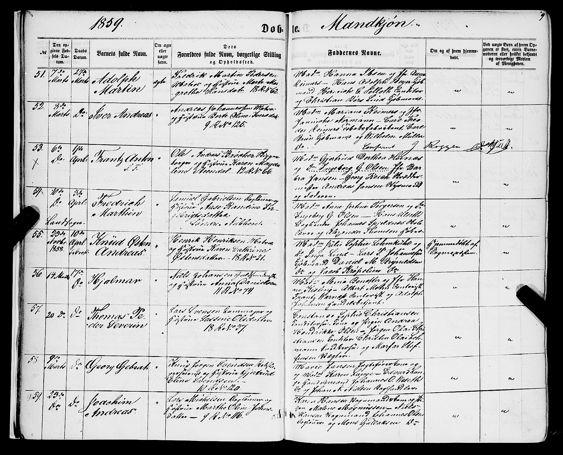 Domkirken sokneprestembete, AV/SAB-A-74801/H/Haa/L0021: Parish register (official) no. B 4, 1859-1871, p. 9