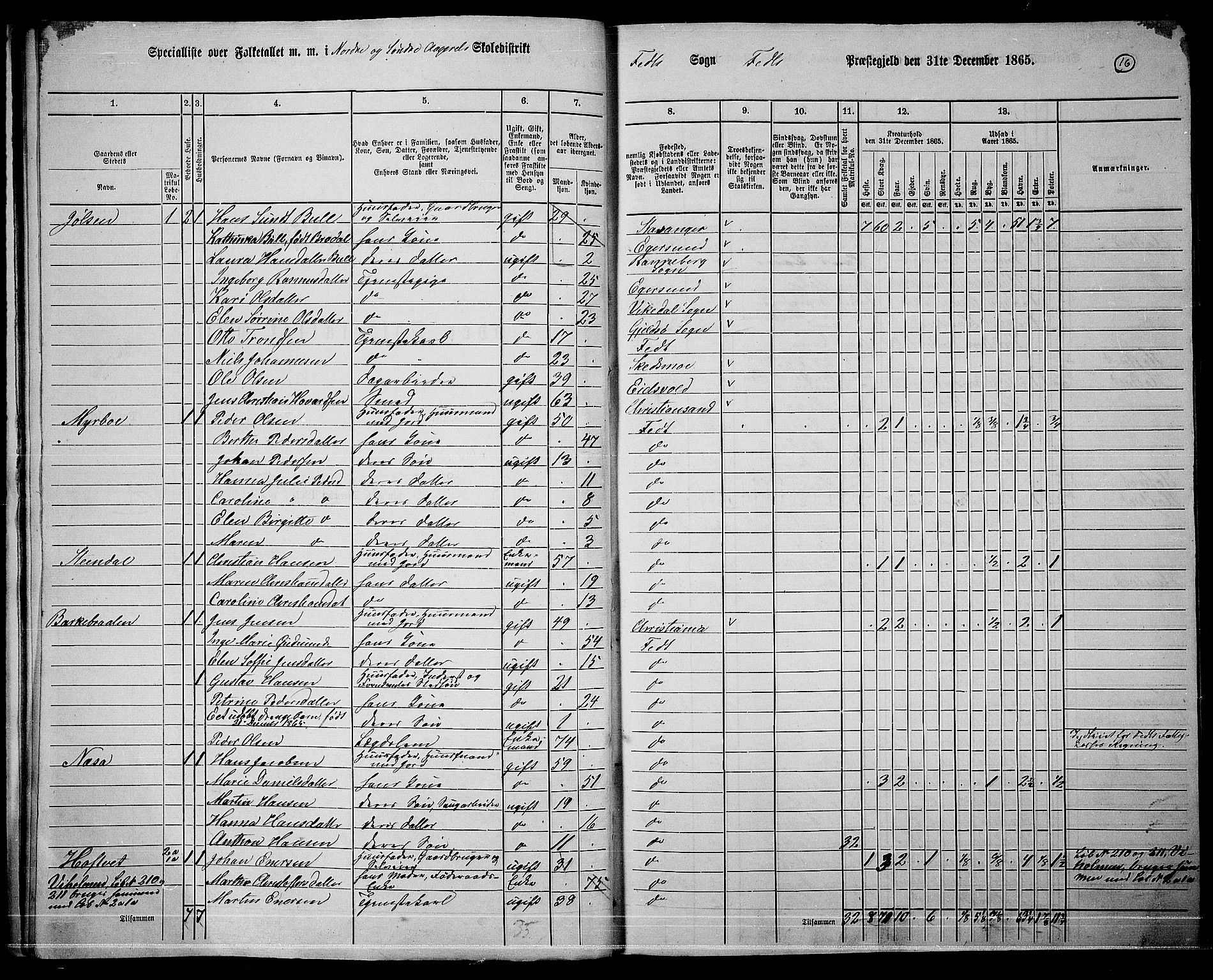 RA, 1865 census for Fet, 1865, p. 13