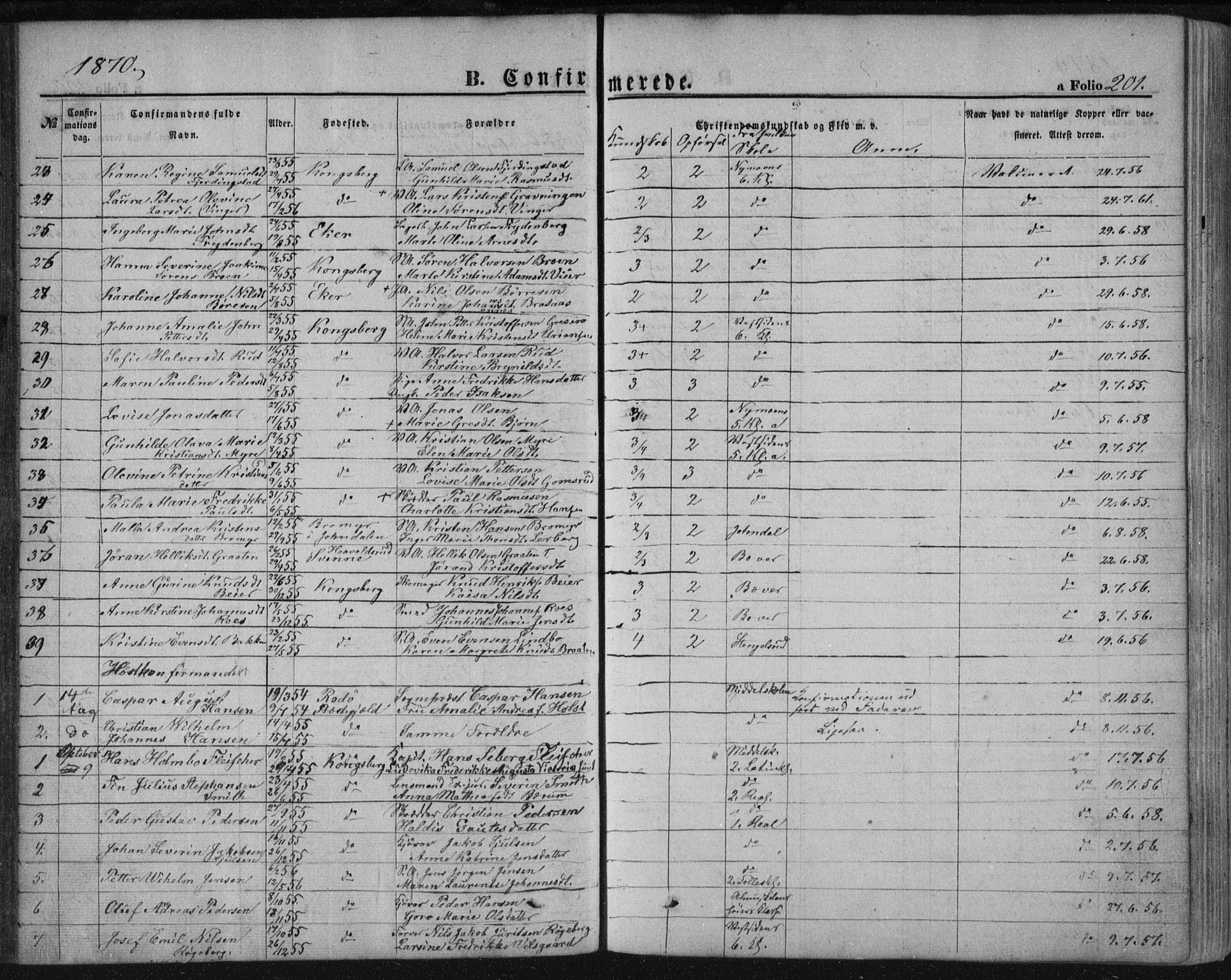 Kongsberg kirkebøker, AV/SAKO-A-22/F/Fa/L0010: Parish register (official) no. I 10, 1859-1875, p. 201