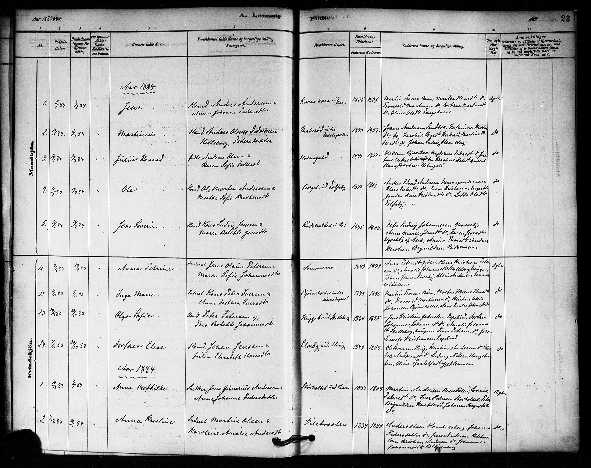 Aremark prestekontor Kirkebøker, SAO/A-10899/F/Fa/L0005: Parish register (official) no. I 5, 1878-1897, p. 23