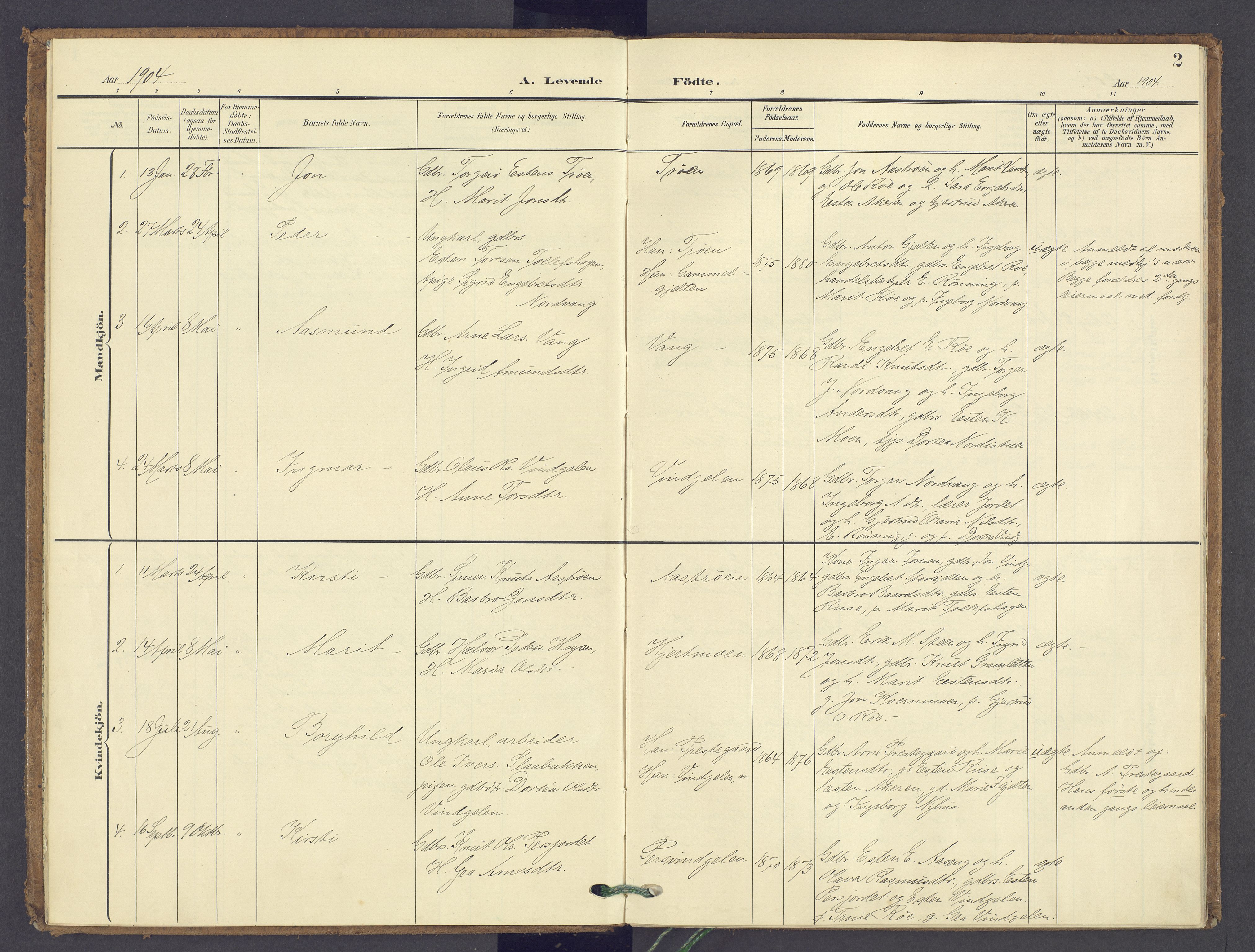 Tolga prestekontor, AV/SAH-PREST-062/K/L0015: Parish register (official) no. 15, 1903-1946, p. 2