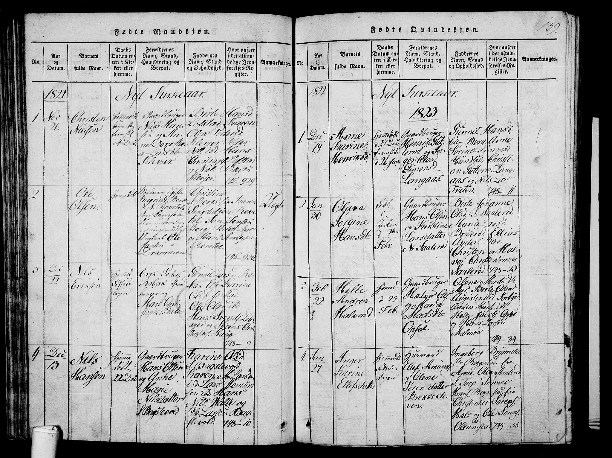Våle kirkebøker, SAKO/A-334/G/Ga/L0001: Parish register (copy) no. I 1, 1814-1824, p. 138-139