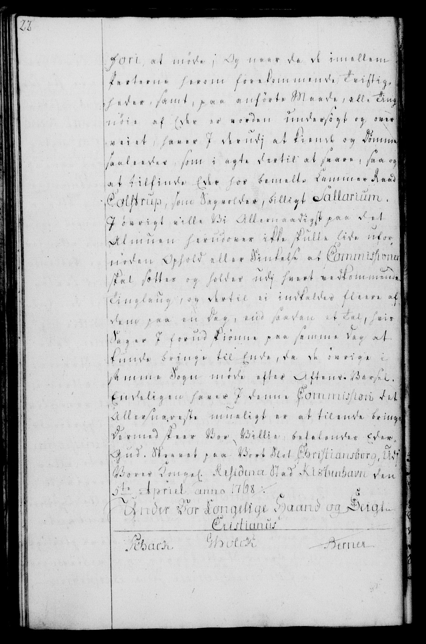 Rentekammeret, Kammerkanselliet, AV/RA-EA-3111/G/Gg/Gga/L0008: Norsk ekspedisjonsprotokoll med register (merket RK 53.8), 1768-1771, p. 22