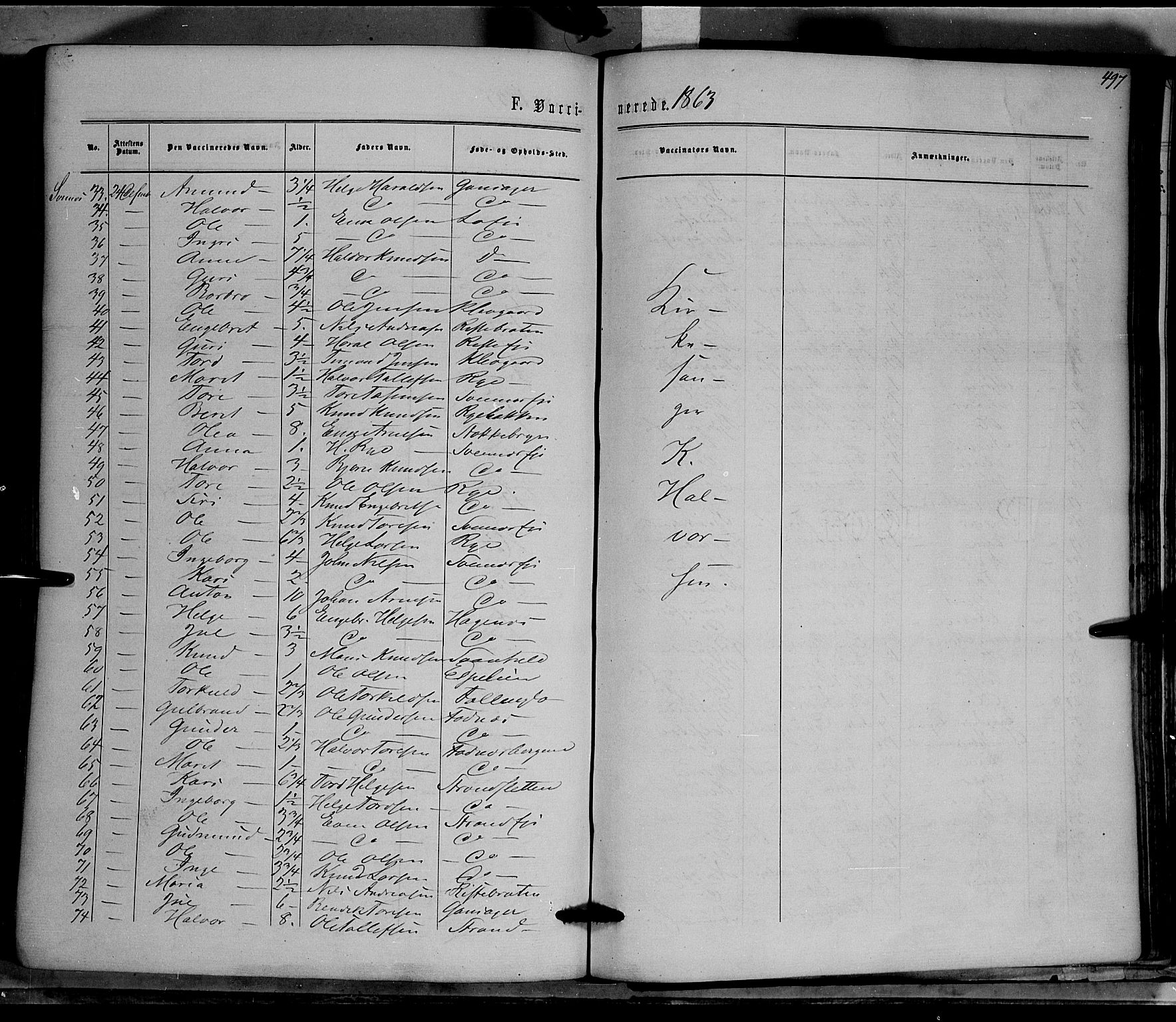 Nord-Aurdal prestekontor, SAH/PREST-132/H/Ha/Haa/L0008: Parish register (official) no. 8, 1863-1875, p. 497