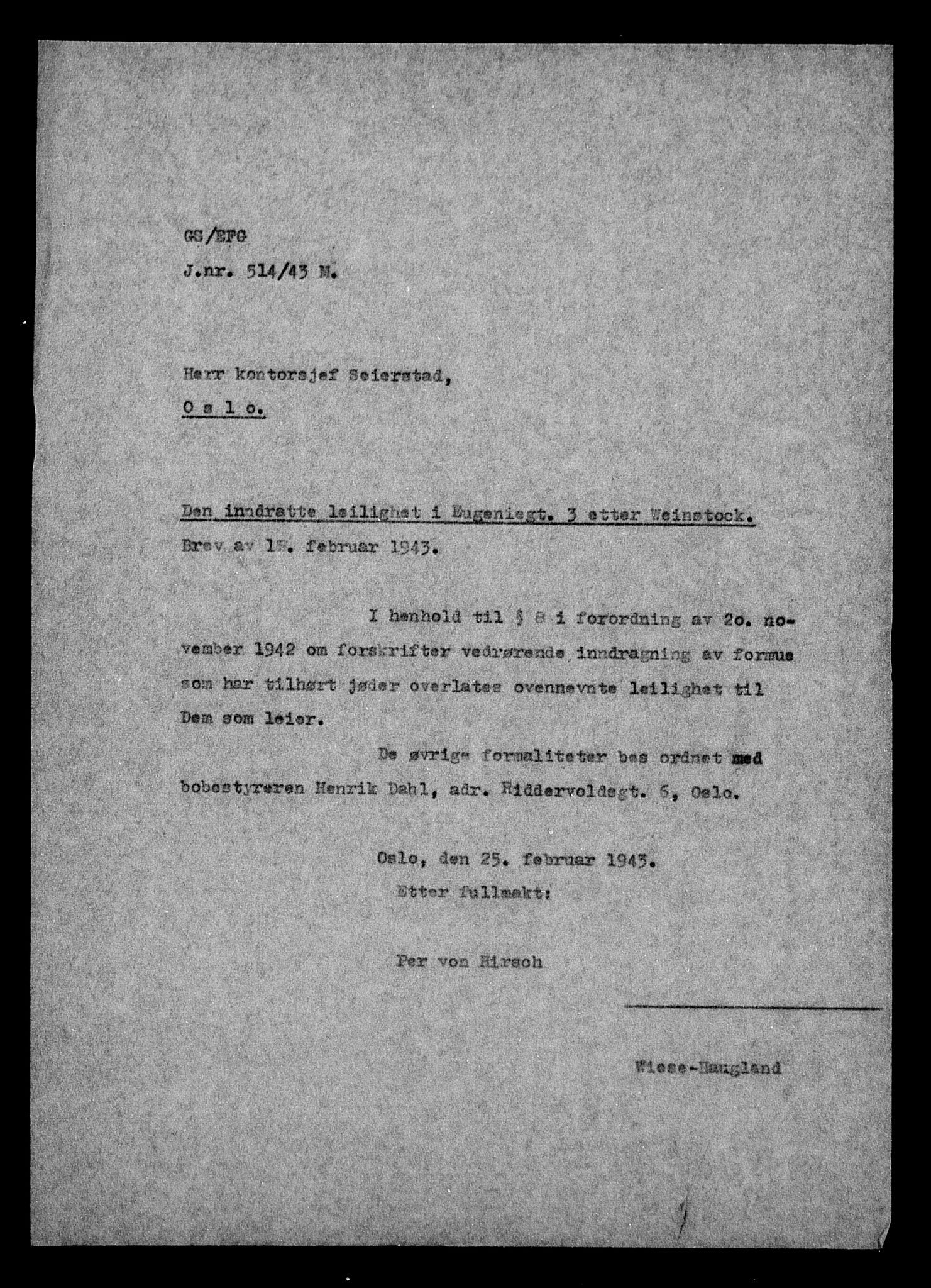 Justisdepartementet, Tilbakeføringskontoret for inndratte formuer, AV/RA-S-1564/H/Hc/Hcc/L0986: --, 1945-1947, p. 257