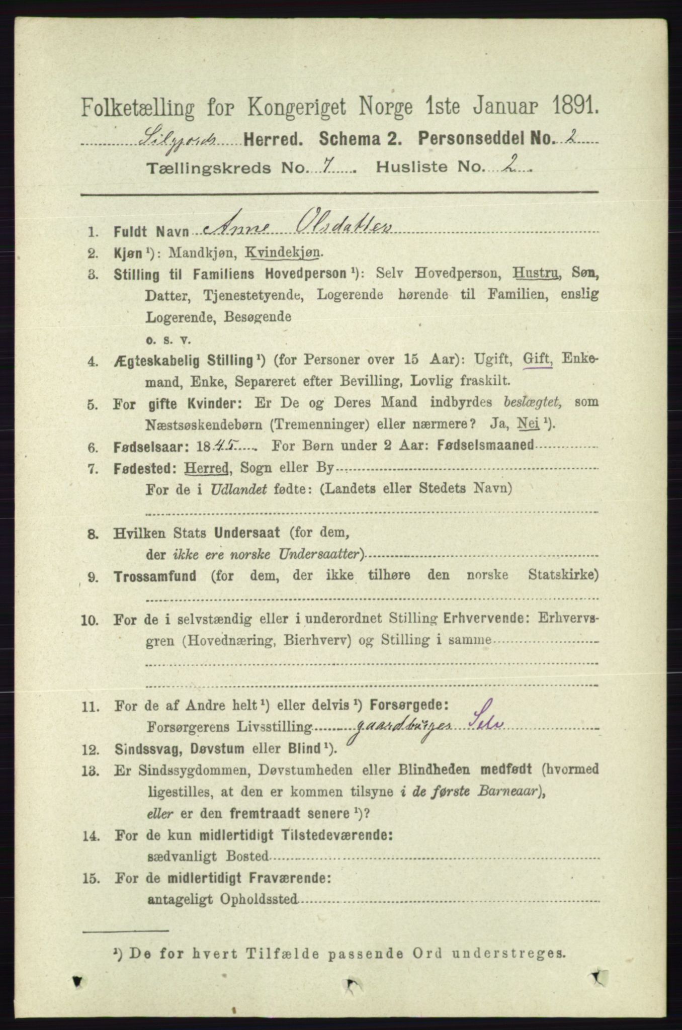 RA, 1891 census for 0828 Seljord, 1891, p. 2611