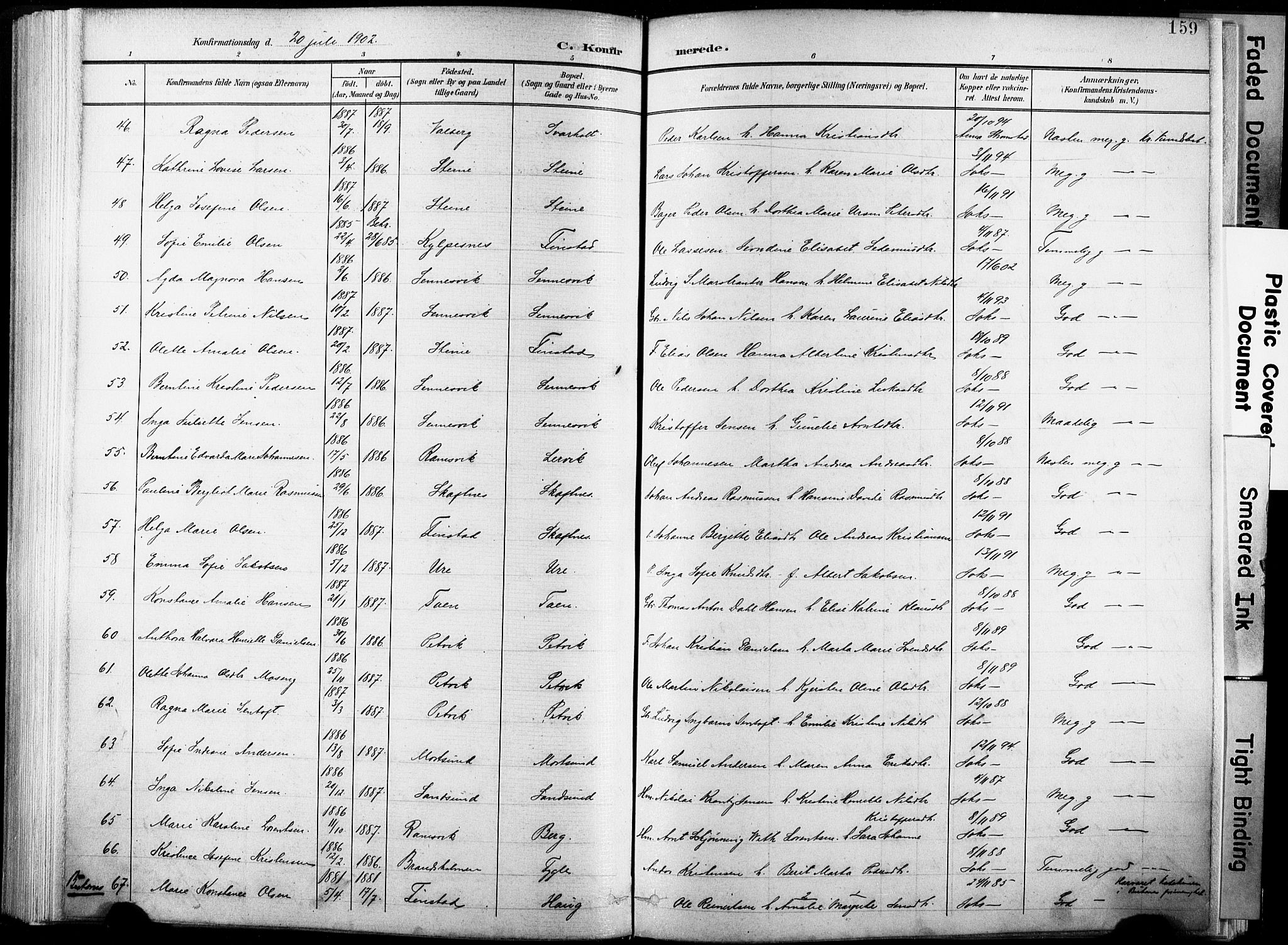 Ministerialprotokoller, klokkerbøker og fødselsregistre - Nordland, AV/SAT-A-1459/881/L1151: Parish register (official) no. 881A04, 1899-1907, p. 159