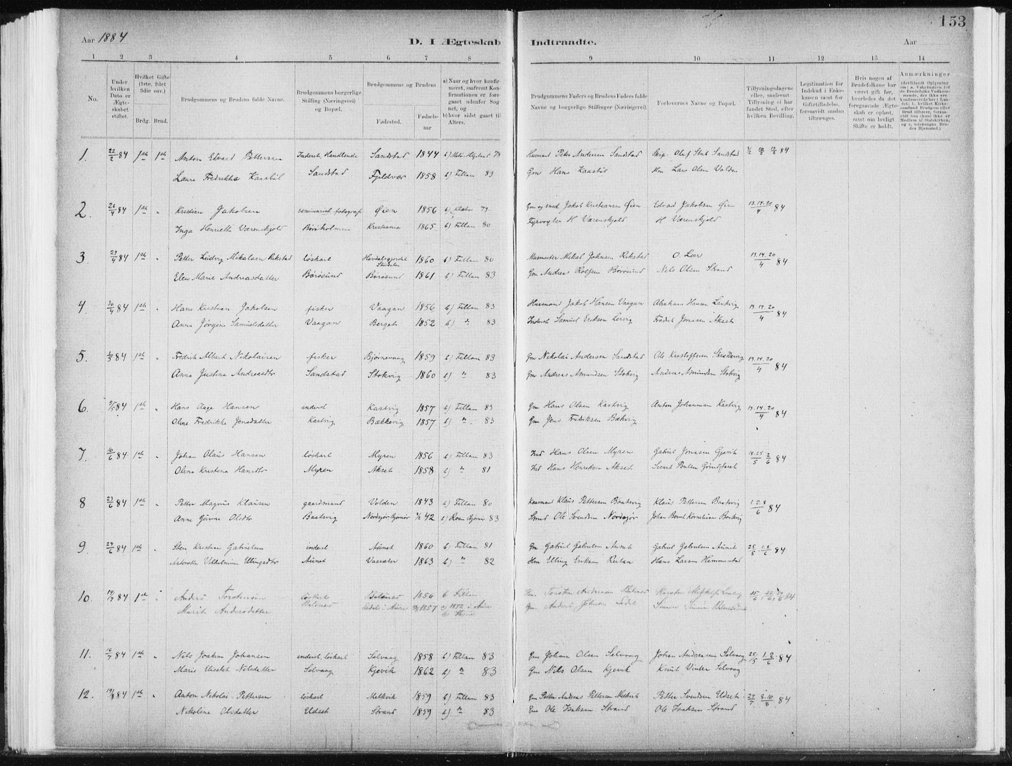 Ministerialprotokoller, klokkerbøker og fødselsregistre - Sør-Trøndelag, AV/SAT-A-1456/637/L0558: Parish register (official) no. 637A01, 1882-1899, p. 153