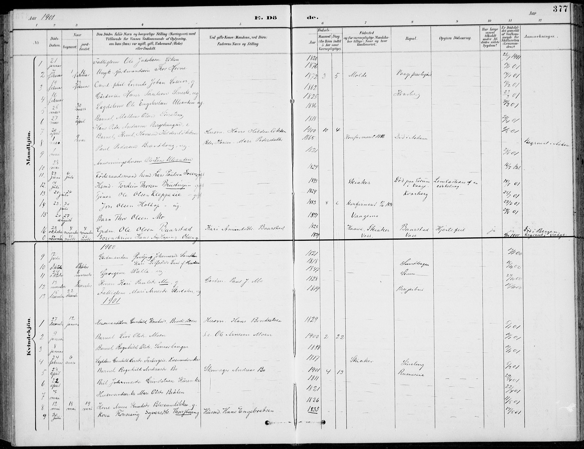 Vågå prestekontor, AV/SAH-PREST-076/H/Ha/Hab/L0002: Parish register (copy) no. 2, 1894-1939, p. 377