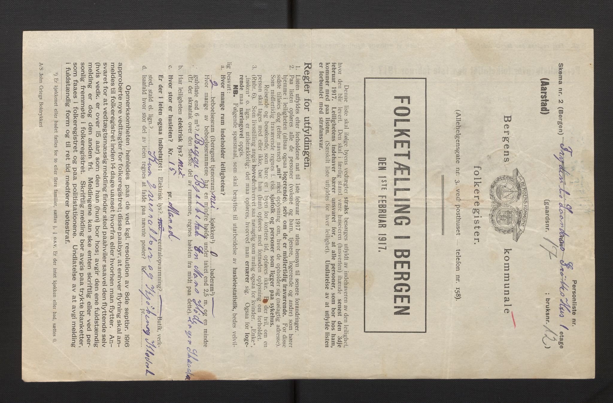 SAB, Municipal Census 1917 for Bergen, 1917, p. 53327