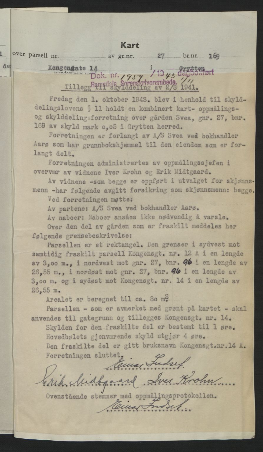 Romsdal sorenskriveri, AV/SAT-A-4149/1/2/2C: Mortgage book no. A10, 1941-1941, Diary no: : 1569/1941