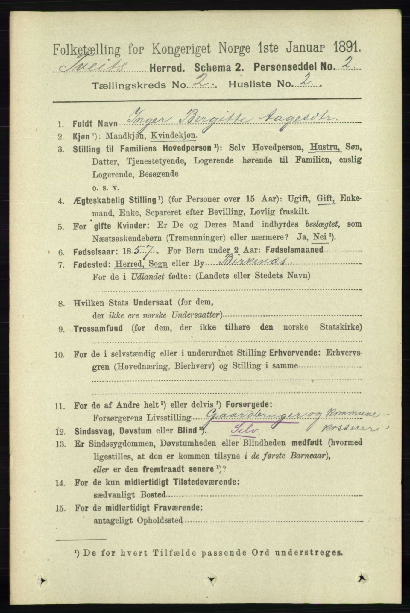 RA, 1891 census for 1013 Tveit, 1891, p. 528