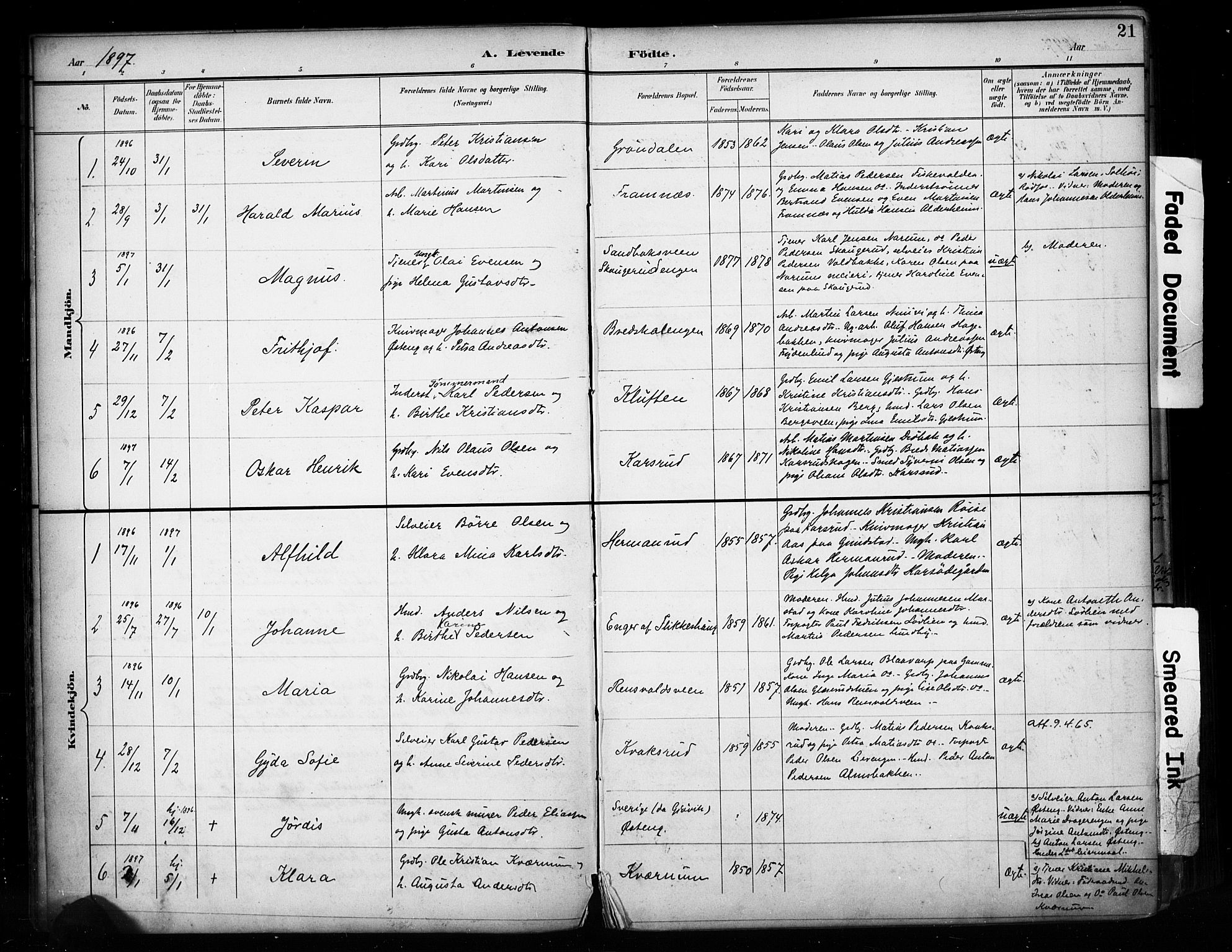 Vestre Toten prestekontor, SAH/PREST-108/H/Ha/Haa/L0011: Parish register (official) no. 11, 1895-1906, p. 21