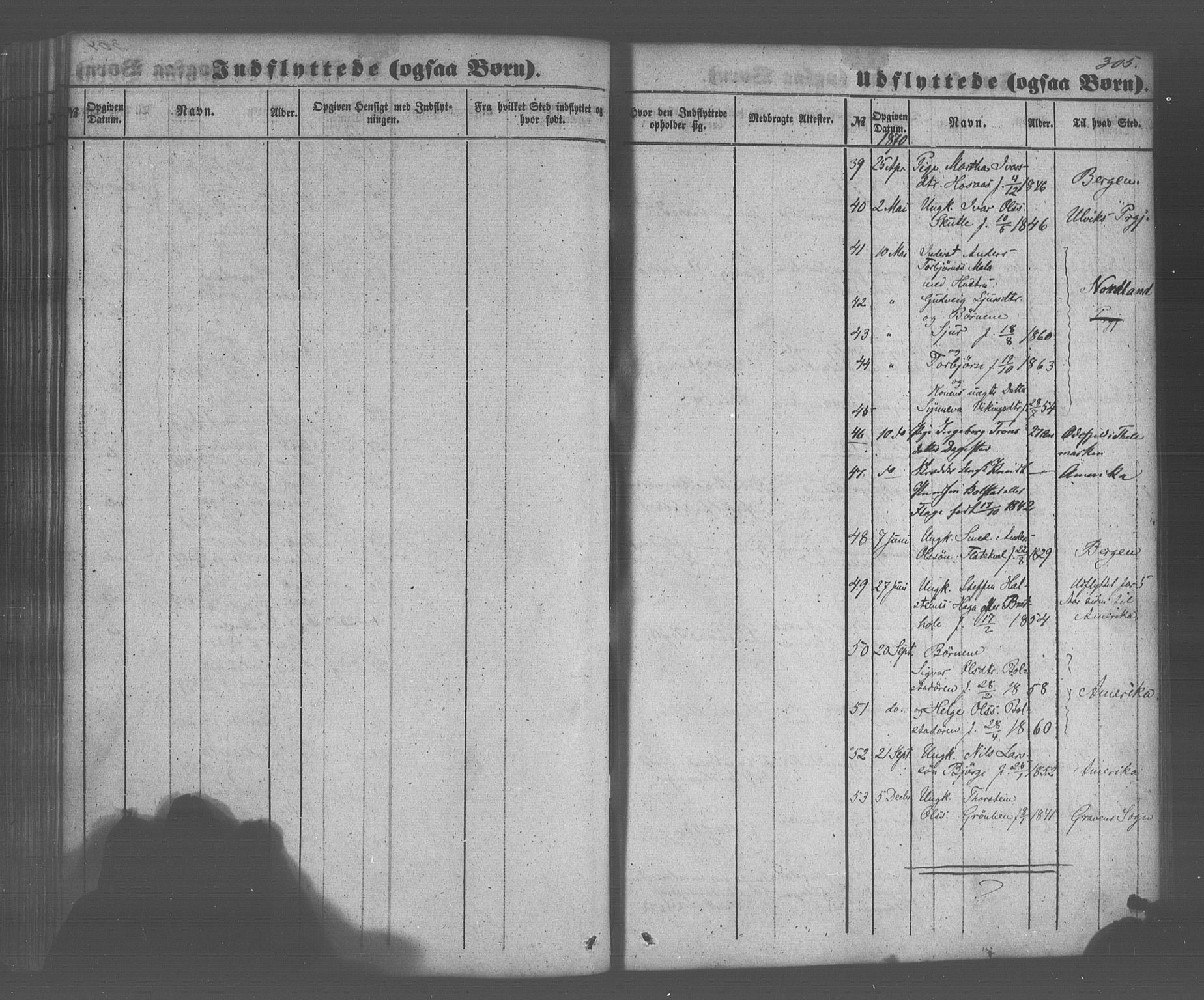 Voss sokneprestembete, AV/SAB-A-79001/H/Haa: Parish register (official) no. A 20, 1855-1886, p. 305