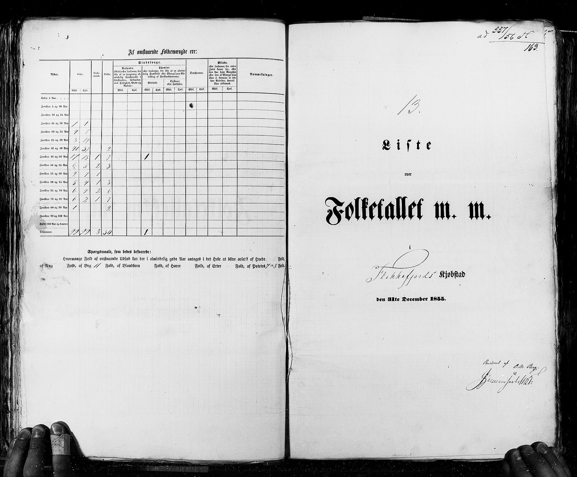 RA, Census 1855, vol. 8: Risør-Vadsø, 1855, p. 163