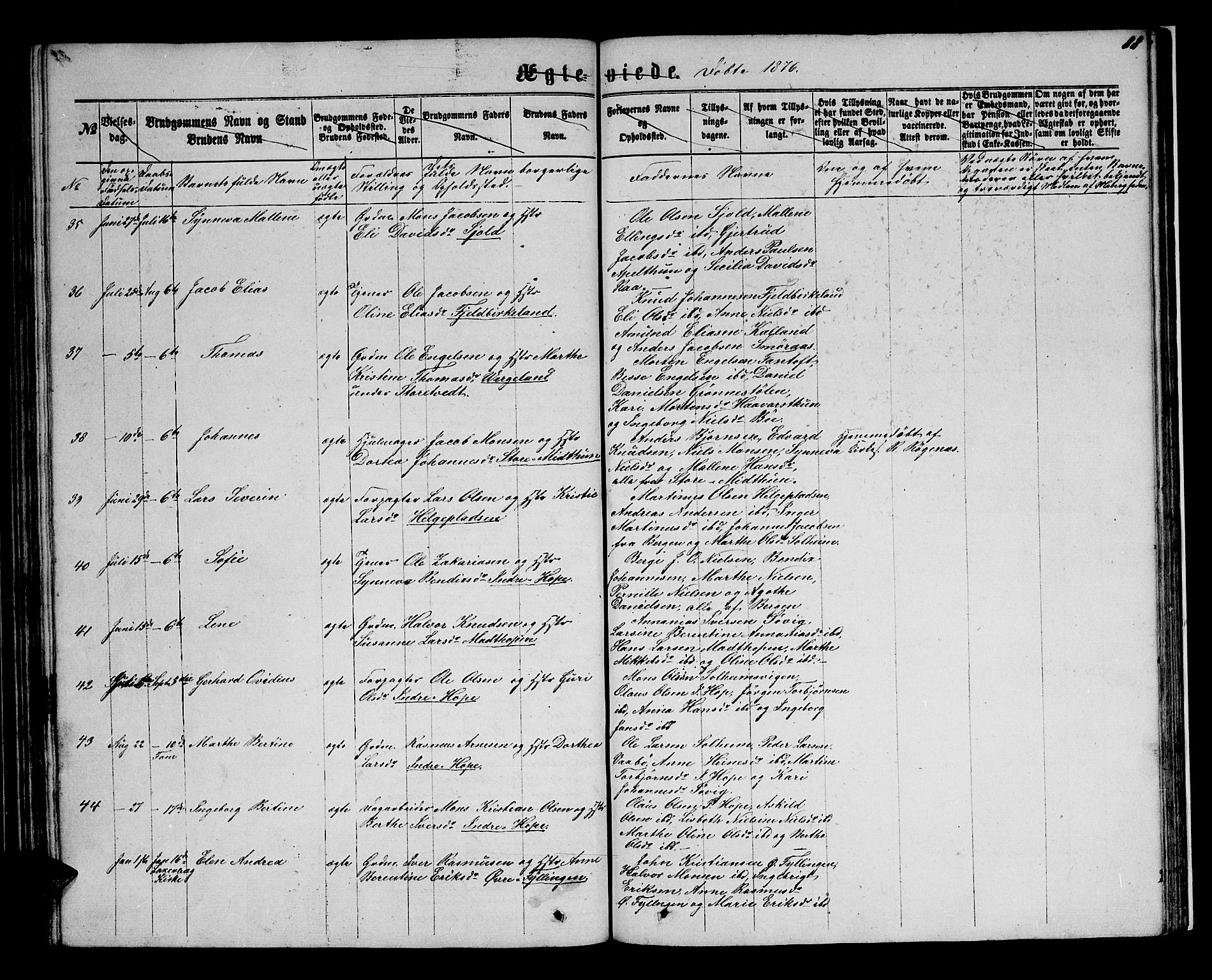 Birkeland Sokneprestembete, SAB/A-74601/H/Hab: Parish register (copy) no. A 2, 1863-1876, p. 88