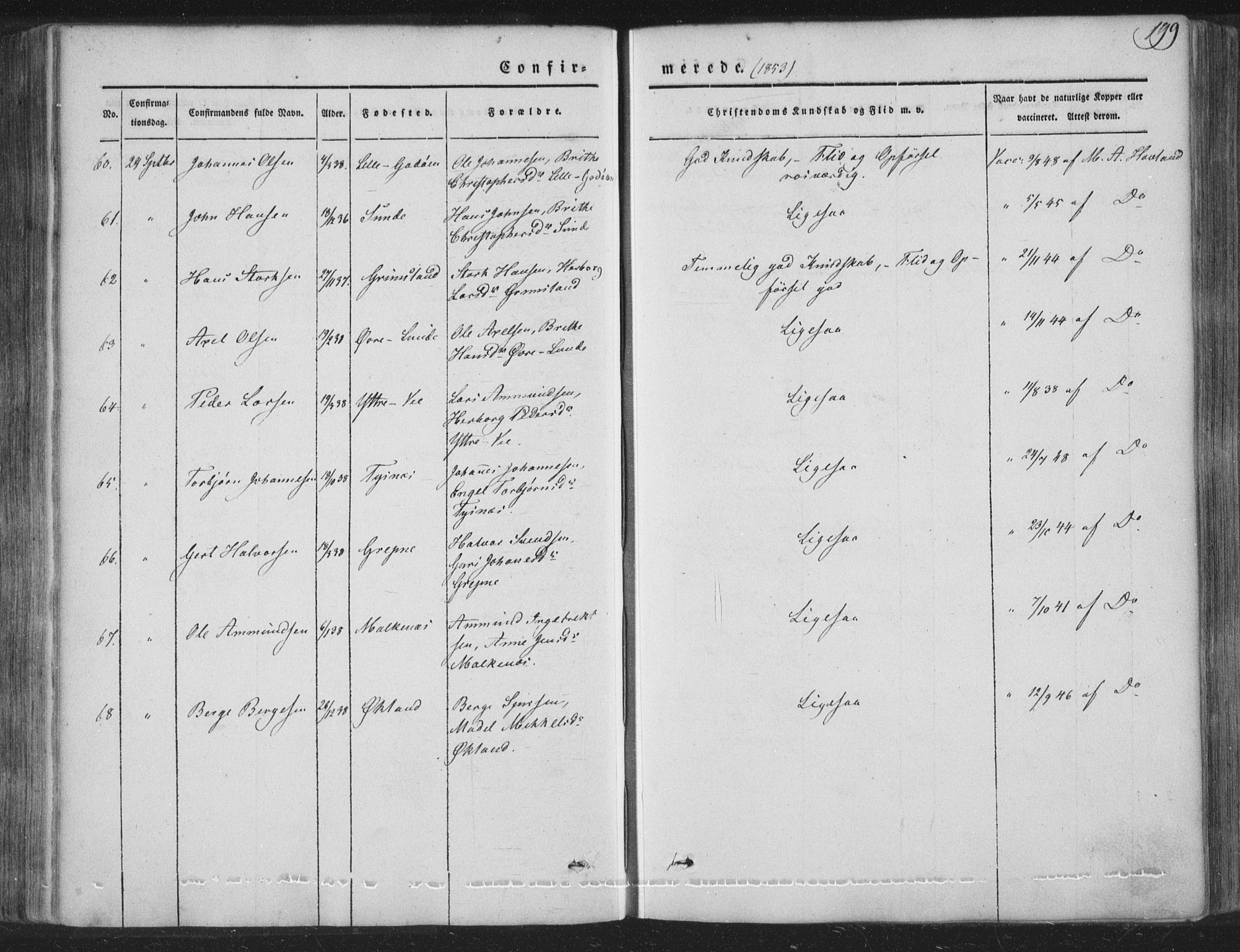 Tysnes sokneprestembete, AV/SAB-A-78601/H/Haa: Parish register (official) no. A 10, 1848-1859, p. 199