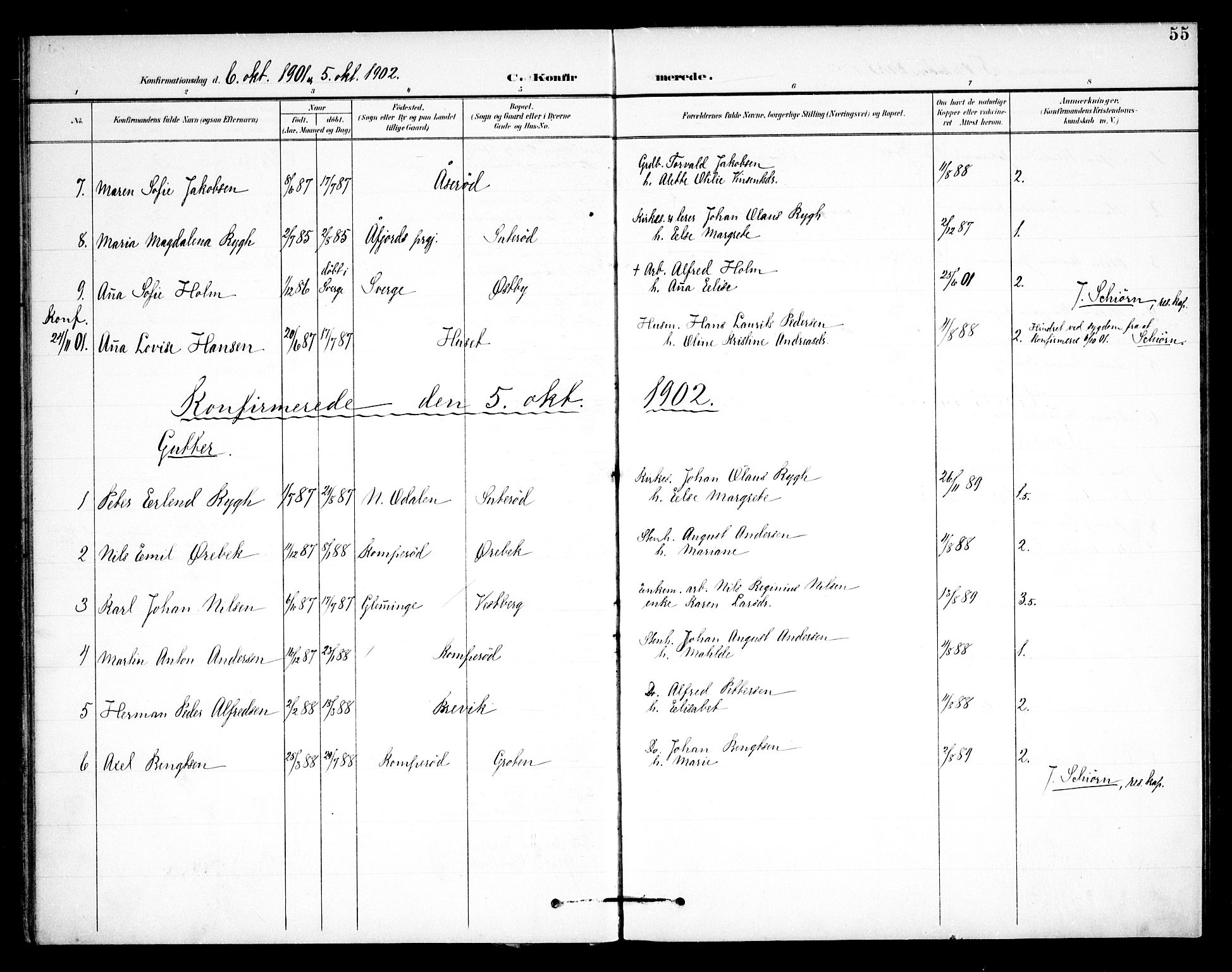 Skjeberg prestekontor Kirkebøker, AV/SAO-A-10923/F/Fb/L0002: Parish register (official) no. II 2, 1895-1910, p. 55