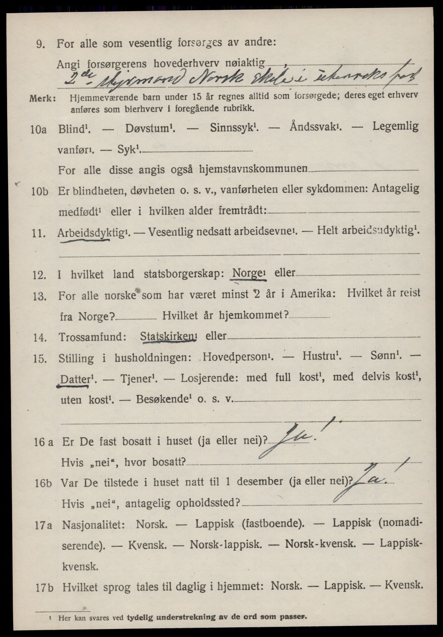 SAT, 1920 census for Hemne, 1920, p. 5189