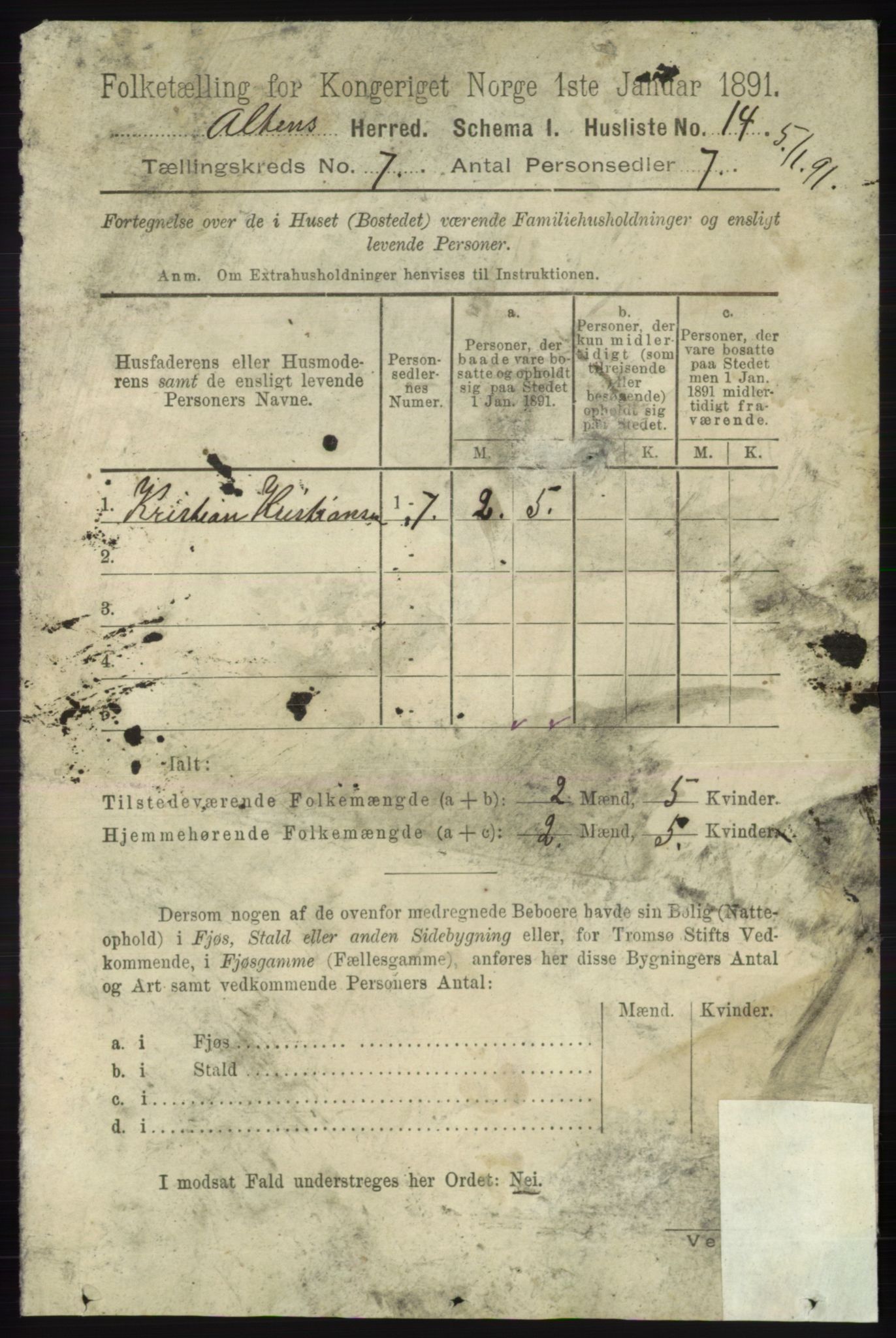 RA, 1891 census for 2012 Alta, 1891, p. 2053