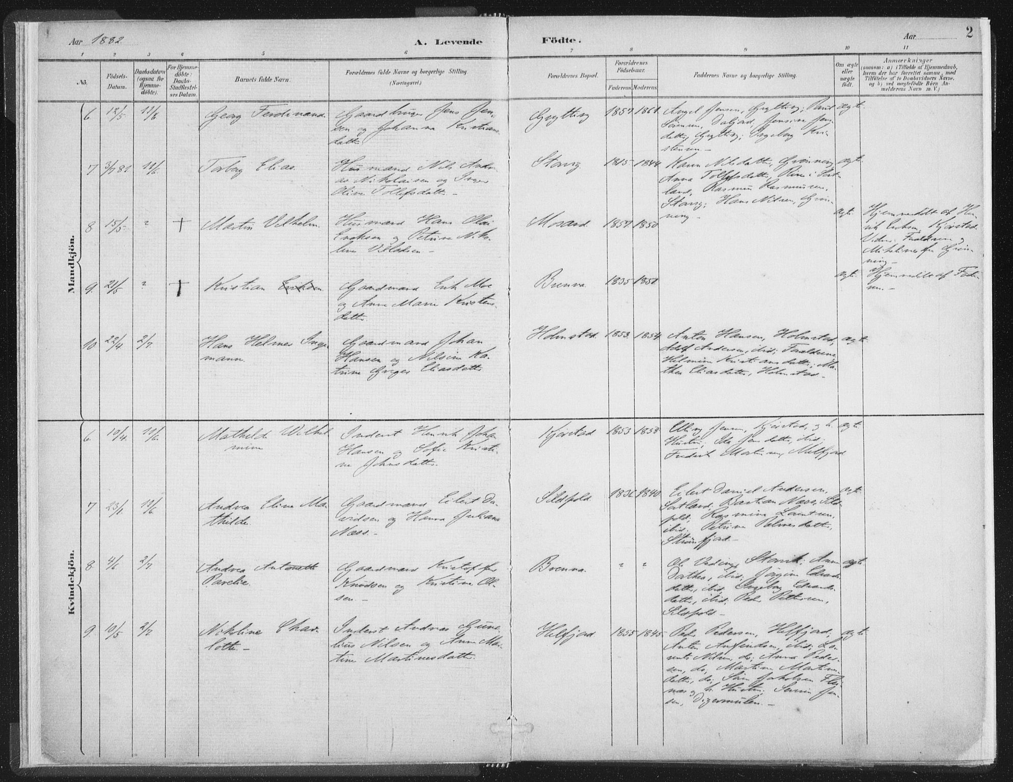 Ministerialprotokoller, klokkerbøker og fødselsregistre - Nordland, SAT/A-1459/890/L1286: Parish register (official) no. 890A01, 1882-1902, p. 2